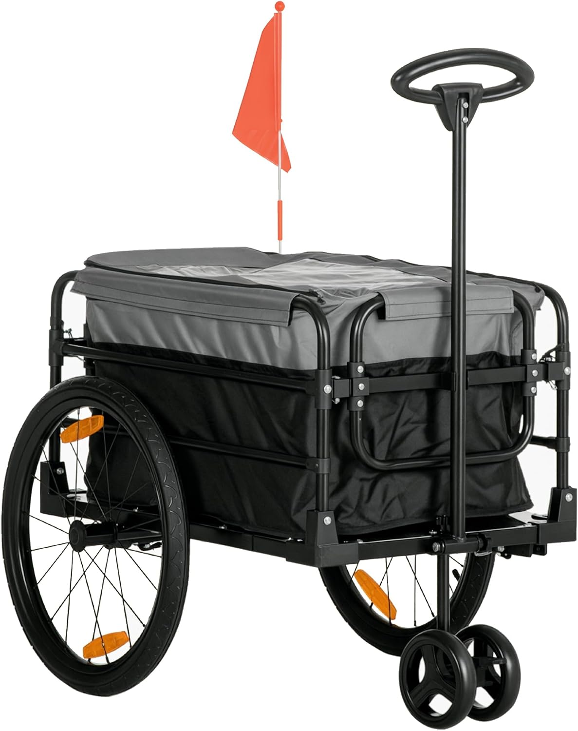 HOMCOM 2-in-1 Fahrradanhänger Lastenanhänger Transportanhänger für Fahrrad mit 20 Zoll-Luftreifen 40 kg Belastbarkeit Stahl Oxford-Stoff 130 x 64 x 64/103 cm