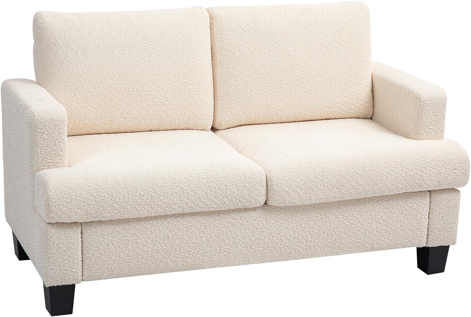 HOMCOM 2-Sitzer-Sofa für Wohnzimmer, 140 cm, mit abnehmbaren Rückenkissen und Armlehnen, moderner Stil, Mini-Sofa für Schlafzimmer, Kleiner Raum, Wohnung, Beige