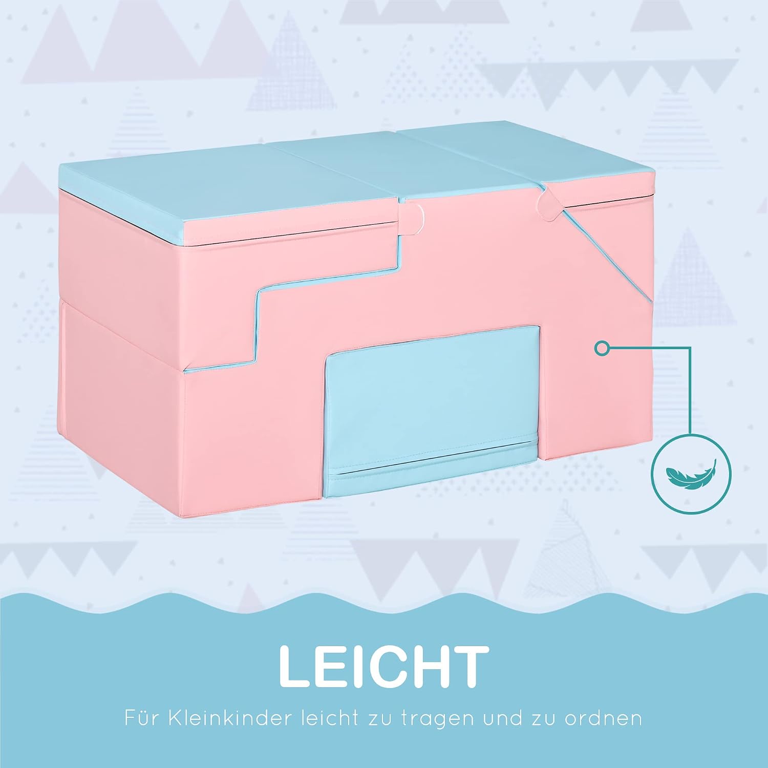 HOMCOM 2 TLG. Schaumstoff Bausteine Kinder Softbausteine Weiche Riesenbausteine Schaumstoffblöcke für 1-3 Jahre alt Kinder Spielbausteine Rosa+Blau — Ansicht 4