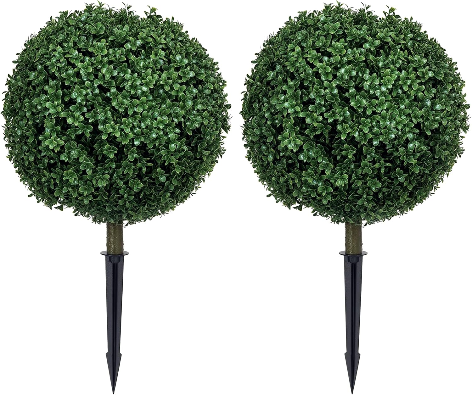 HOMCOM 2er Set Künstliche Buchsbaumkugel 70cm Kunstpflanze, Plastik Künstliche Pflanzen mit Bodenpfählen, Kunstbaum Fake Plant wie echt für Wohnzimmer Schlafzimmer Büro Dekoration Geschenk