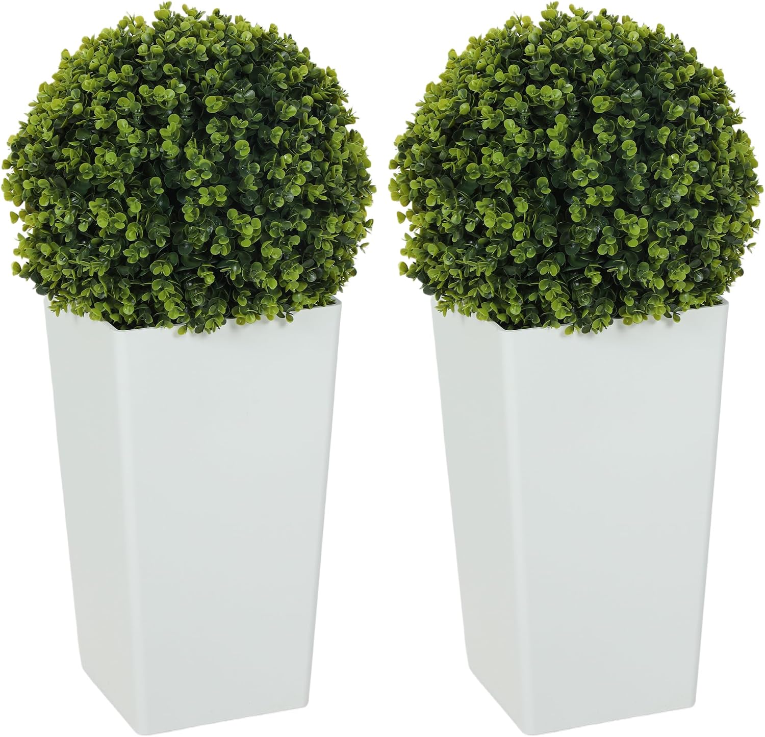 HOMCOM 2er-Set Künstlicher Eukalyptuskugeln 65 cm Kunstpflanze mit 330 Blättern im Topf, künstliche Pflanzen Plastik wie echt Deko mit UV-Schutz für Wohnzimmer Schlafzimmer Büro Garten