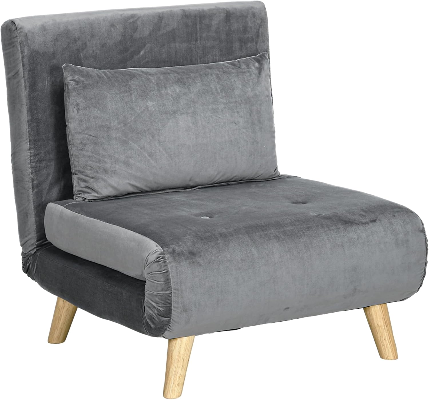 HOMCOM 3 in 1 Schlafsessel Klappbar Schlafsofa mit Bettfunktion Verstellbarer Rückenlehne Kissen Gästebett in Leinenoptik Relaxsessel Klappsessel für Wohnzimmer Schlafzimmer 72 x 78 x 79 cm Grau
