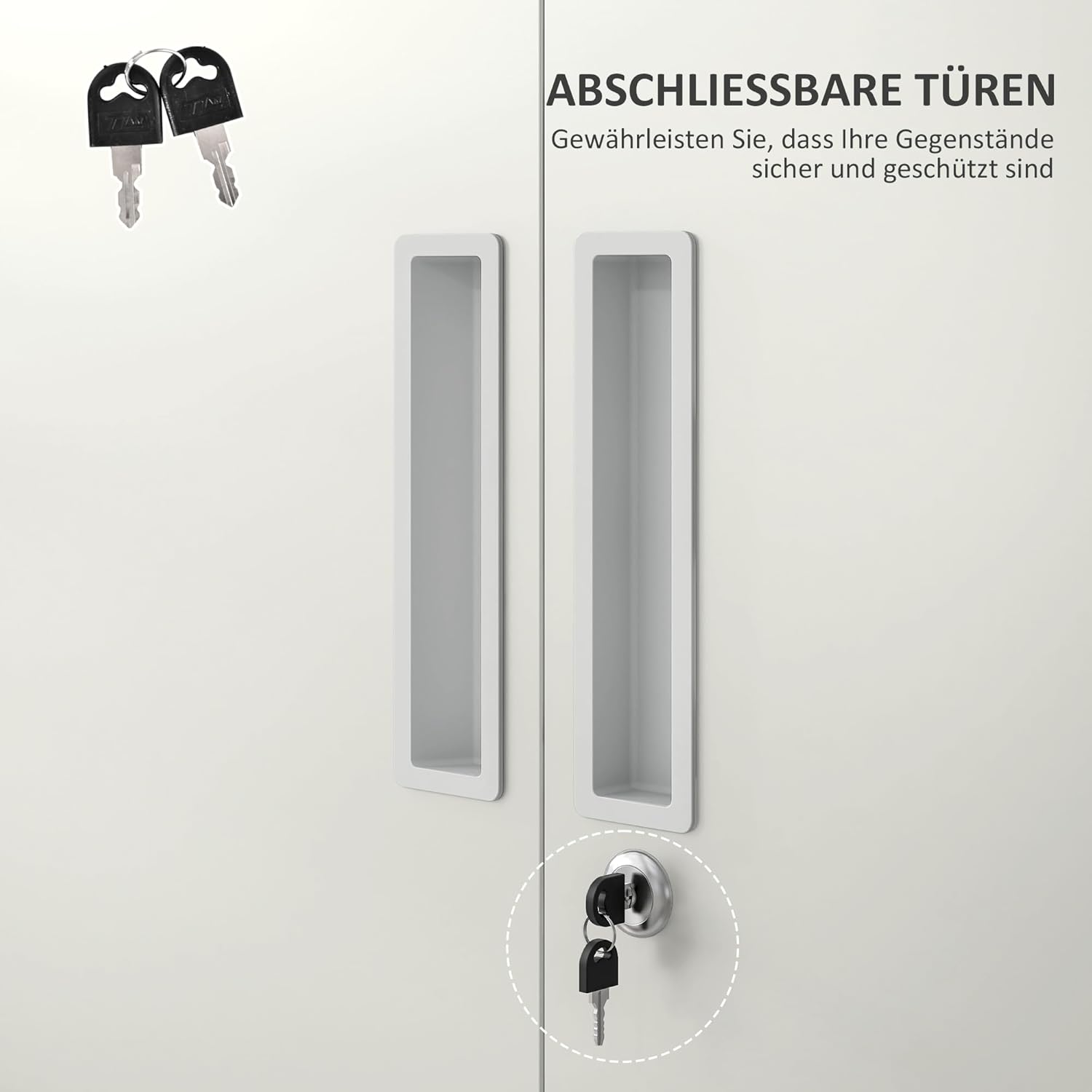 HOMCOM Aktenschrank, Büroschrank mit 2 Türen, 5 Ebenen Mehrzweckschrank mit Verstellbarer Ablage, Aufbewahrungsschrank aus Stahl, für Arbeitszimmer, Wohnzimmer, Weiß — Ansicht 5