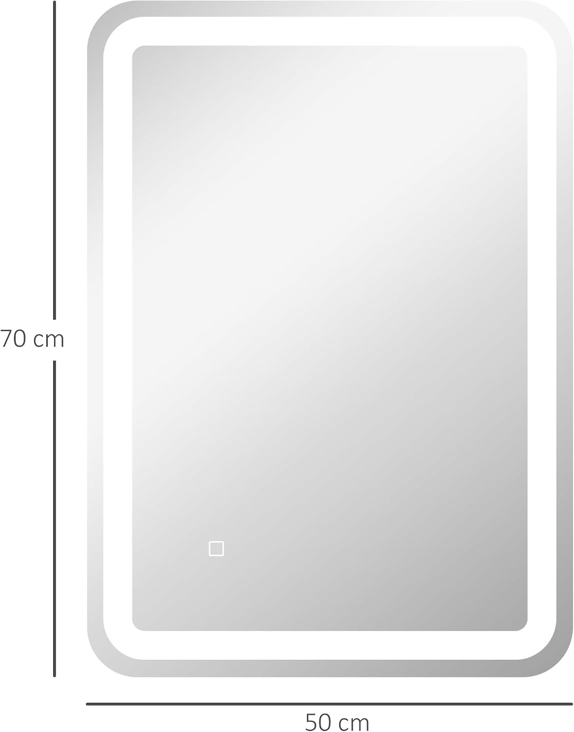HOMCOM Badspiegel mit Beleuchtung 50 x 70 cm LED Spiegel mit 3 Lichtfarben Wandspiegel mit Touchschalter, Memory-Funktion Lichtspiegel Beschlagfrei Silber — Ansicht 6