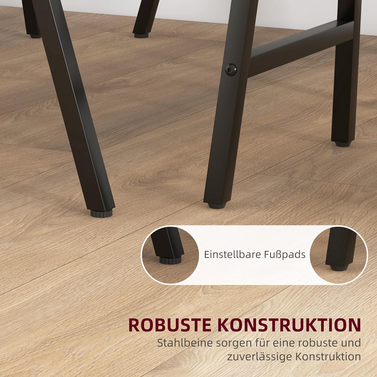 HOMCOM Bartisch Set Bartisch mit Barhocker-Set Esstisch mit 4 Stühlen mit Rückenlehne Küchentisch für Esszimmer, Küche, Beige — Ansicht 5