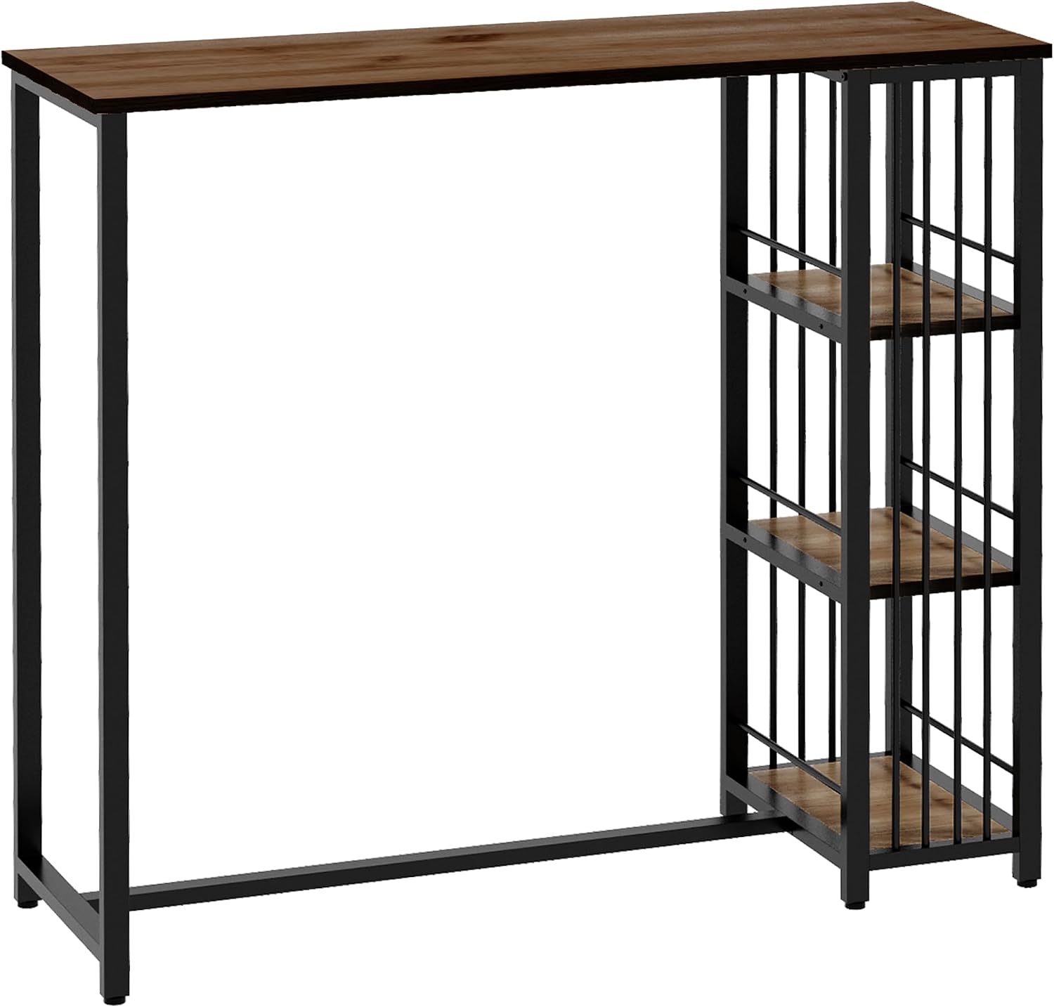 HOMCOM Bartisch Stehtisch Tresentisch mit 3 Ablageflächen Bartheke Küchentisch mit Holzoptik, Stahlgestell, für Esszimmer, Küche, Braun, 120 x 40 x 105 cm