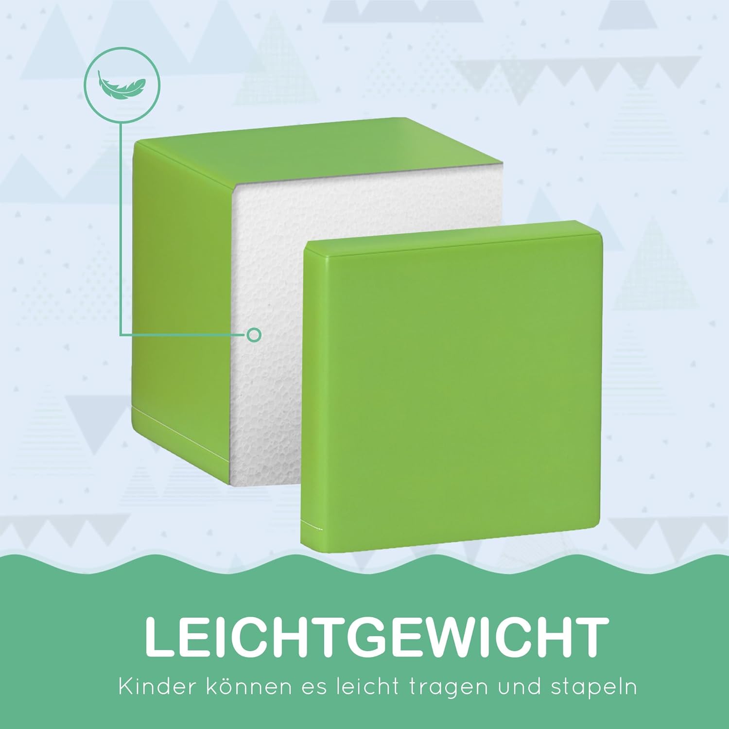 HOMCOM Bausteinset 12er-Set Schaumstoff Bausteine Bauklötze Bauspielzeug für Kinder Schaumstoffblöcke für 1-3 Jahre alt Kinder Kunstleder EPE Grau+Türkis — Ansicht 3
