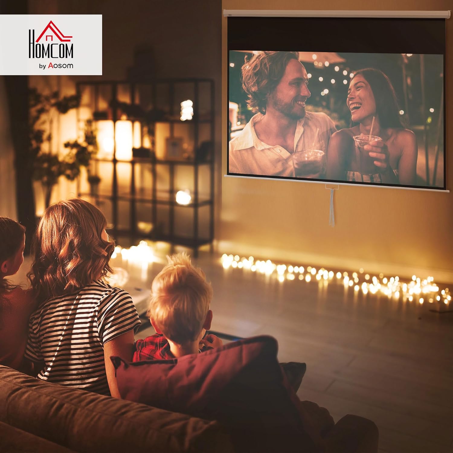 HOMCOM Beamer Leinwand 266 x 149 cm 120 Zoll 16:9 HD 4K Projektionsleinwand Rollo-Leinwand für Heimkino Büro-Präsentationen — Ansicht 2