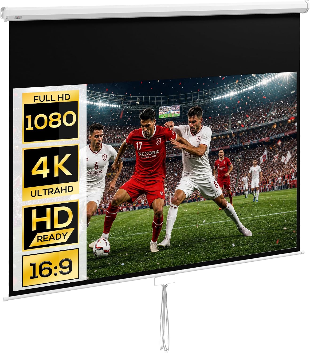 HOMCOM Beamer Leinwand 266 x 149 cm 120 Zoll 16:9 HD 4K Projektionsleinwand Rollo-Leinwand für Heimkino Büro-Präsentationen