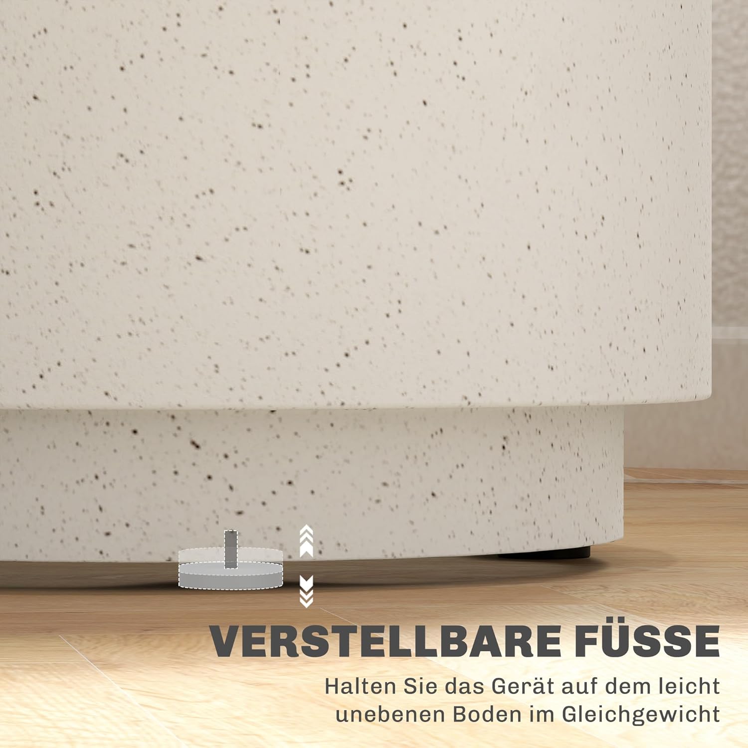 HOMCOM Beistelltisch Rund Nachttisch mit Beton-Optik, Couchtisch mit Fußstützen Wohnzimmertisch Sofatisch Kaffeetisch für Wohnzimmer Schlafzimmer Ø37 x 43 cm, Cremeweiß — Ansicht 6