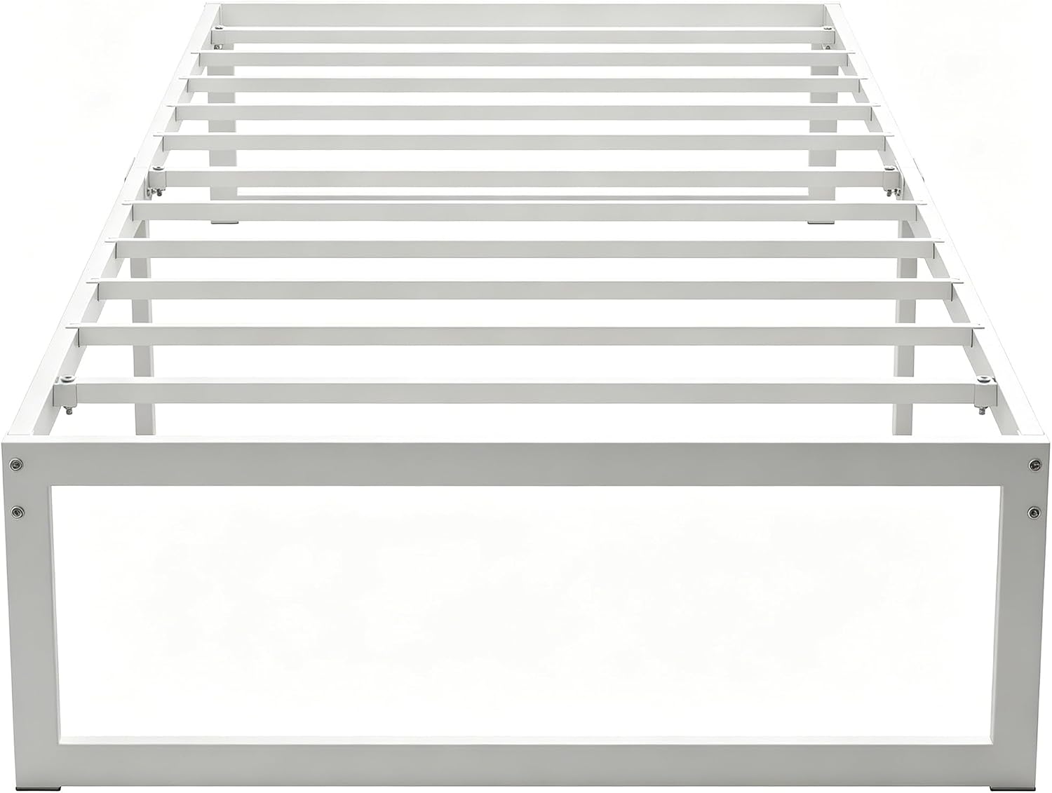 HOMCOM Bettgestell 200 x 90 cm, Bett 32,5 cm hoch mit Stauraum unter dem Bett, Lattenrost, geräuscharm, kein Boxspring erforderlich, einfache Montage, Weiß