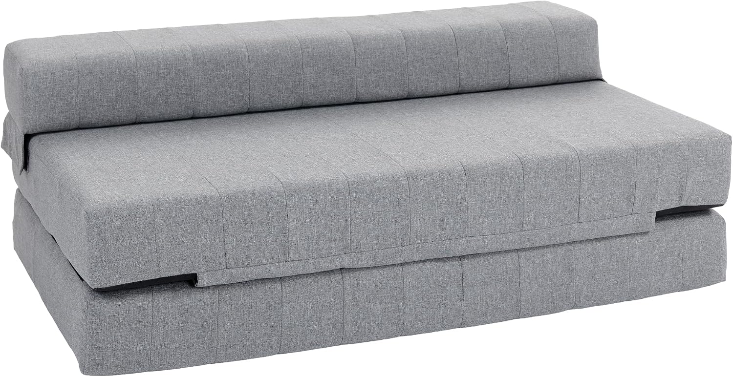 HOMCOM Bodensofa 2-in-1 Klappbar Schlafsofa mit Leinenoptik, für 2 Personen, Gepolstert Sofabett bis 250 kg belastbar für Wohnzimmer, Schlafzimmer, Grau