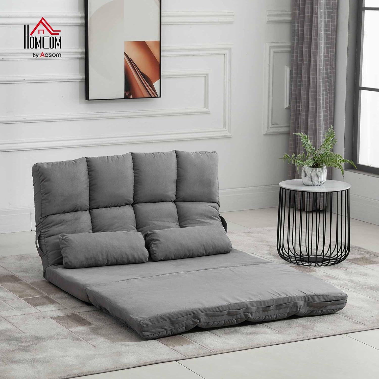 HOMCOM Bodenstuhl Bodensessel mit Liegefunktion Verstellbarer Rückenlehne Sitzkissen Relaxsessel zum Fernsehen, Lesen Meditationsstuhl Lazy Sofa Lesesessel für Meditation Yoga Büro Grau — Ansicht 2