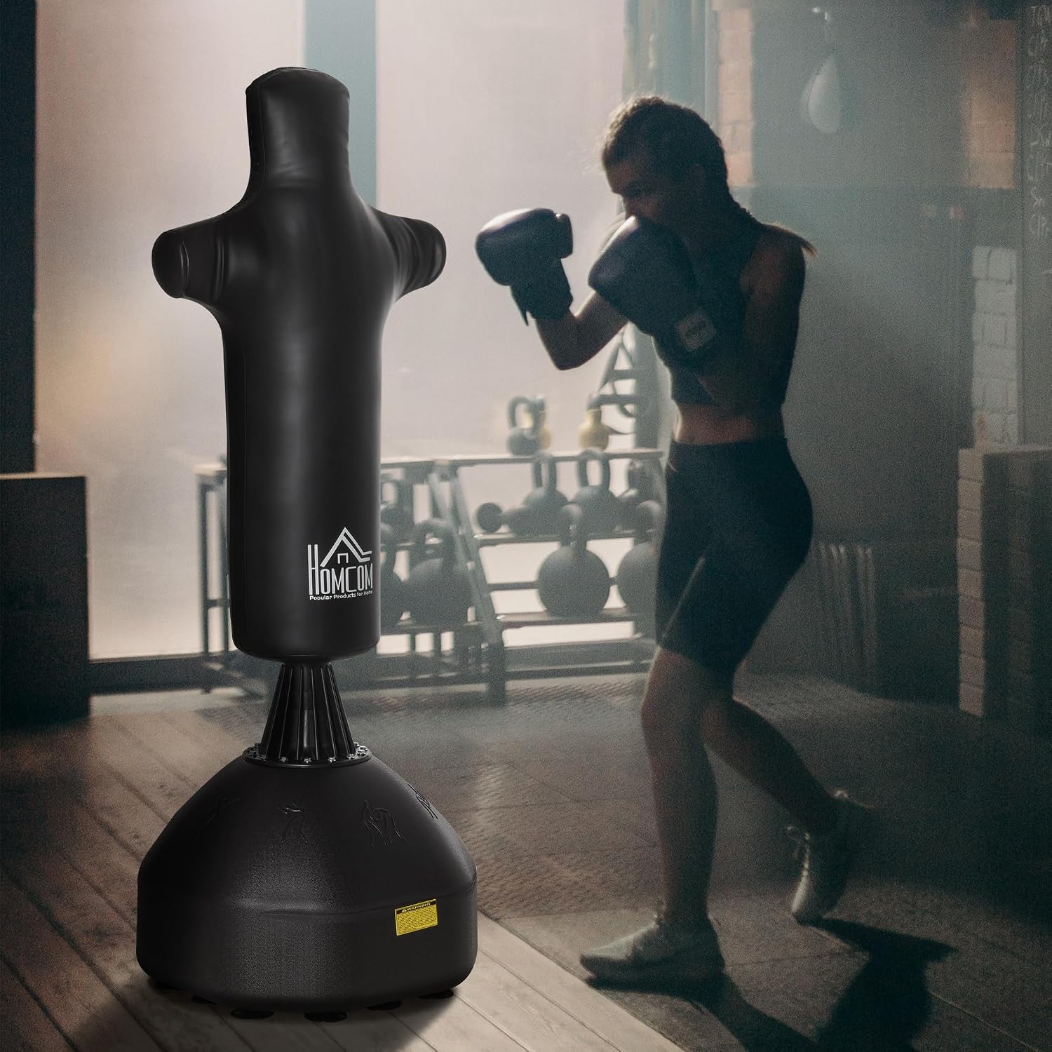 HOMCOM Boxsack Stehend 180cm Erwachsene Standboxsack Boxdummy Boxsäule Humanoides Design Heavy Duty Boxsack Schwerer Boxsack-Ständer für Profis und Anfänger Schwarz — Ansicht 2