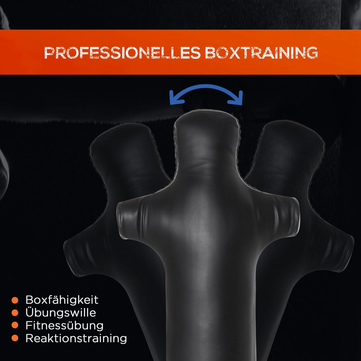 HOMCOM Boxsack Stehend 180cm Erwachsene Standboxsack Boxdummy Boxsäule Humanoides Design Heavy Duty Boxsack Schwerer Boxsack-Ständer für Profis und Anfänger Schwarz — Ansicht 4