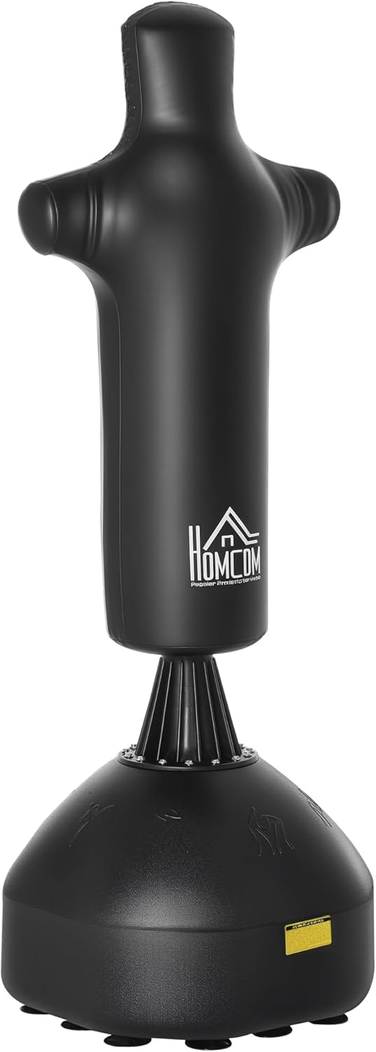 HOMCOM Boxsack Stehend 180cm Erwachsene Standboxsack Boxdummy Boxsäule Humanoides Design Heavy Duty Boxsack Schwerer Boxsack-Ständer für Profis und Anfänger Schwarz