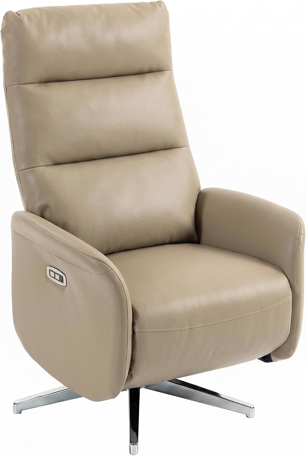 HOMCOM Elektrischer Relaxsessel, neigbar um 160 °, mit Fußstütze, elektrisch, gepolstert, ergonomisch, drehbar, mit USB- und Typ-C-Stecker, aus PU-Leder, Wohnzimmer, Büro, Braun