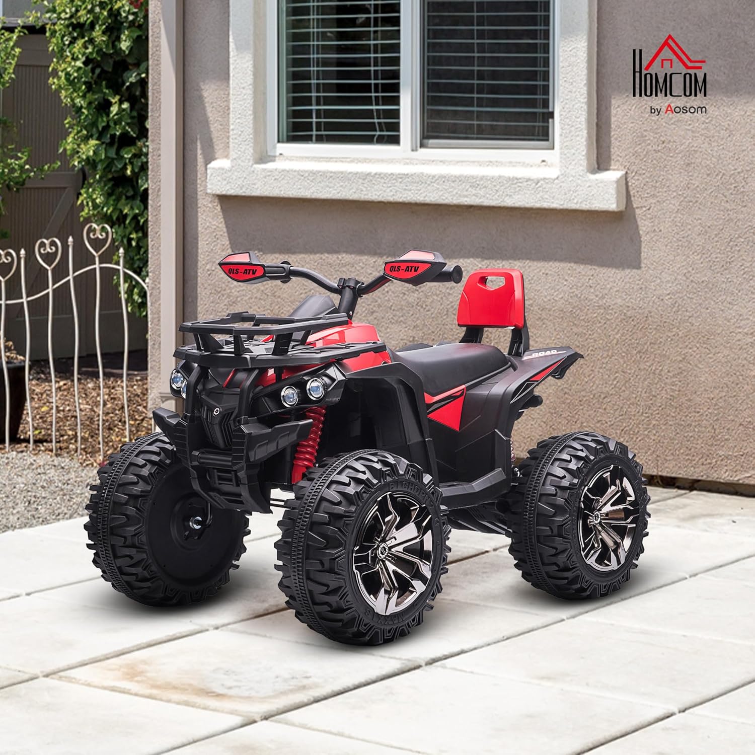HOMCOM Elektro Quad für Kinder, 12V 10Ah Kinder Quad mit Vorwärts-, Rückwärtsfunktion, 2 Motor, USB-Anschluss, MP3-Musikplayer, Kinderfahrzeug mit Scheinwerfer 3-8 km/h, für 3-5 Jahre, Rot — Ansicht 2