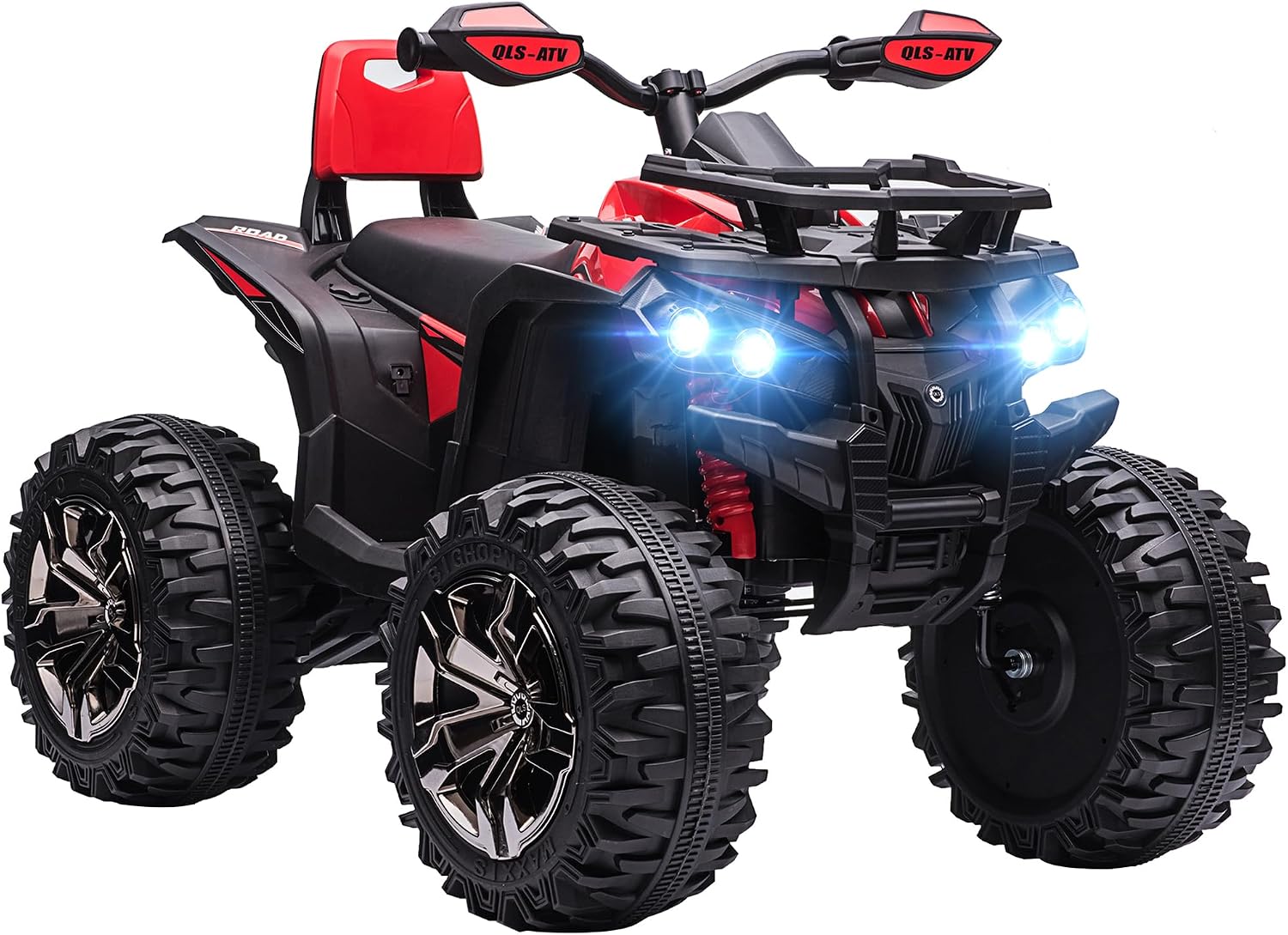 HOMCOM Elektro Quad für Kinder, 12V 10Ah Kinder Quad mit Vorwärts-, Rückwärtsfunktion, 2 Motor, USB-Anschluss, MP3-Musikplayer, Kinderfahrzeug mit Scheinwerfer 3-8 km/h, für 3-5 Jahre, Rot