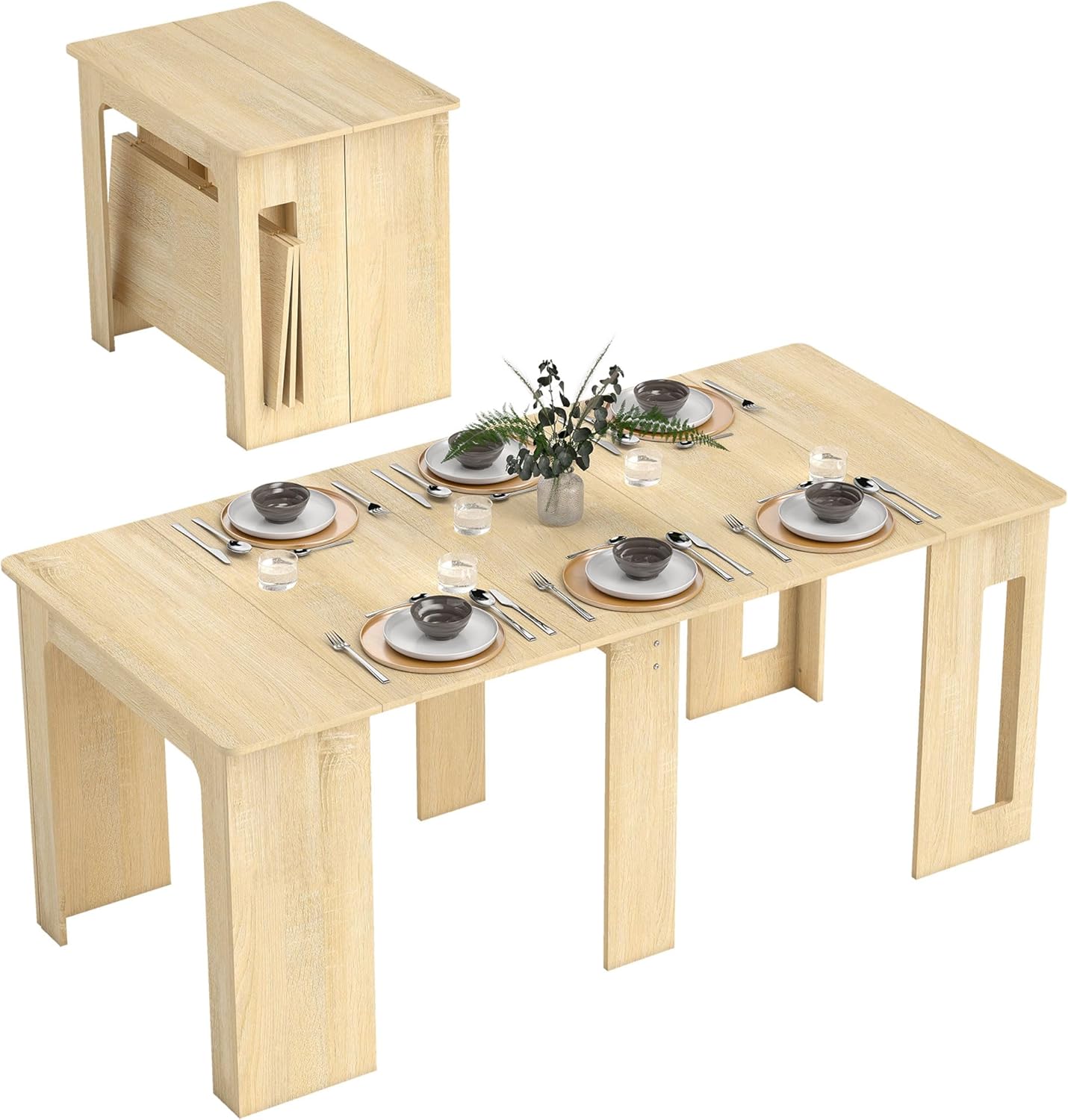 HOMCOM Esstisch, 60-180x85cm 3 Stufig Ausziehbar Küchentisch für bis 6 Personen, Modern Esszimmertisch, für Wohnzimmer, Esszimmer, Küche, Natur