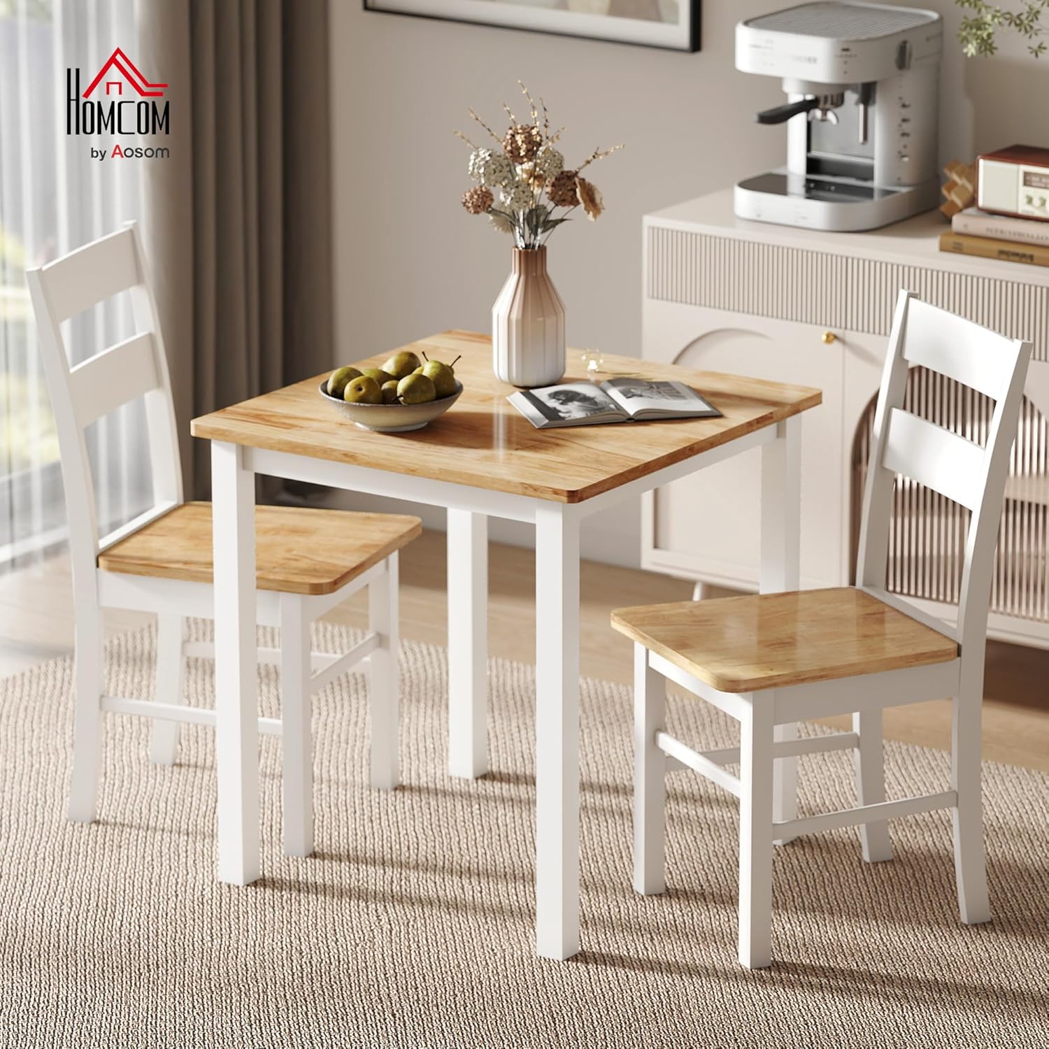 HOMCOM Esstisch 69 x 69 cm Küchentisch für 2-4 Personen Esszimmertisch Kleiner moderner Holztisch für kleine Raum, Küche, Esszimmer Eiche — Ansicht 2