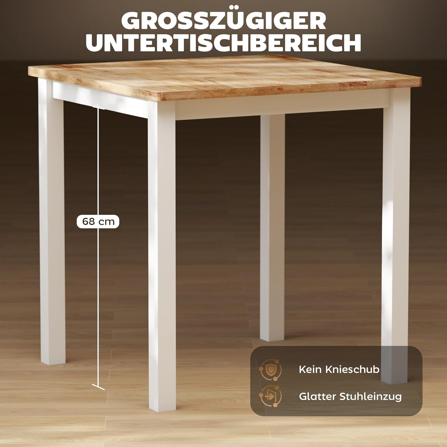 HOMCOM Esstisch 69 x 69 cm Küchentisch für 2-4 Personen Esszimmertisch Kleiner moderner Holztisch für kleine Raum, Küche, Esszimmer Eiche — Ansicht 5