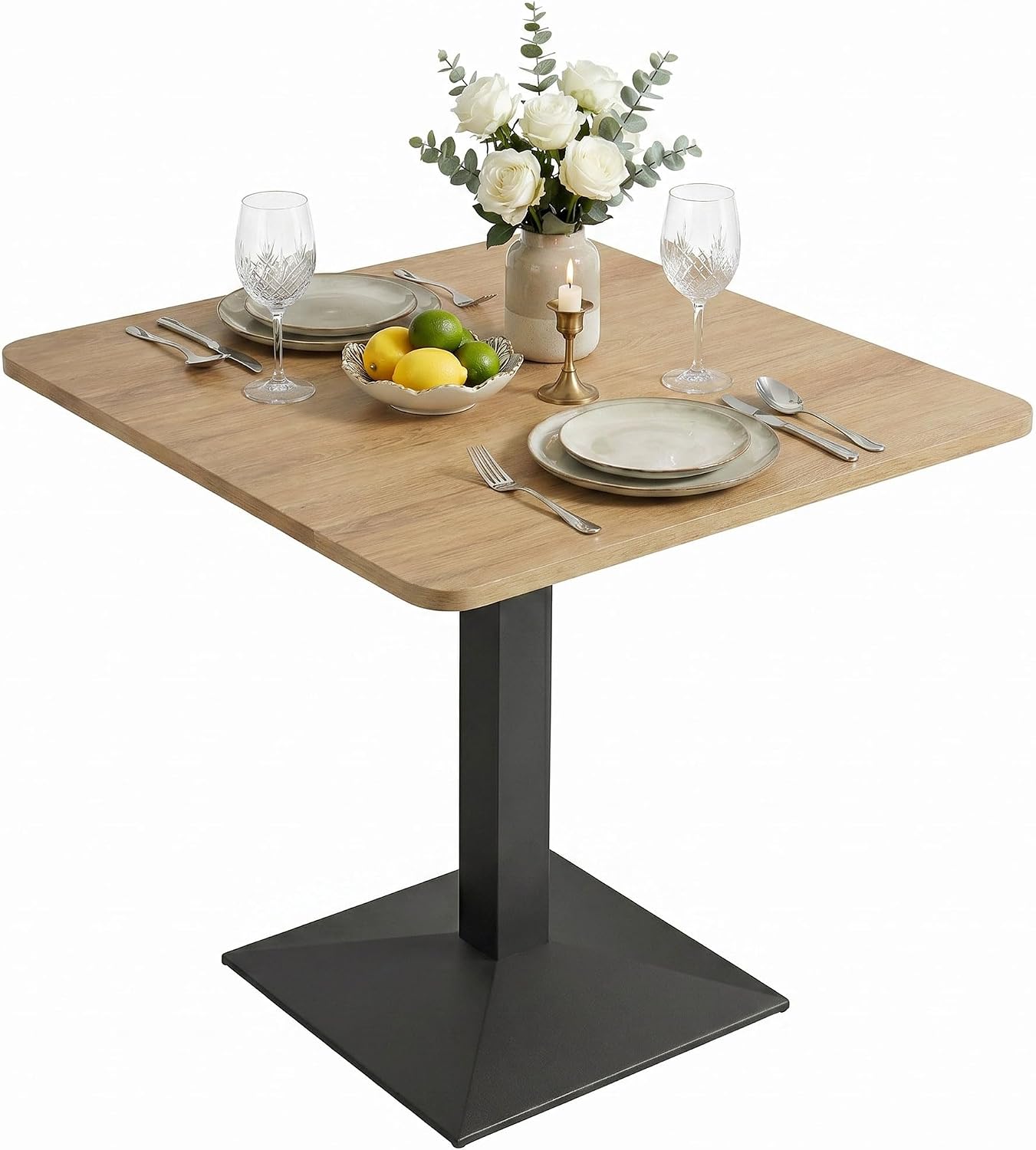 HOMCOM Esstisch 70 x 70 cm Quadratischer Küchentisch für 2 Personen Esszimmertisch mit Holzoptik Stahlbasis Kleiner moderner Tisch für Küche, Esszimmer und Wohnzimmer Dunkelbraun