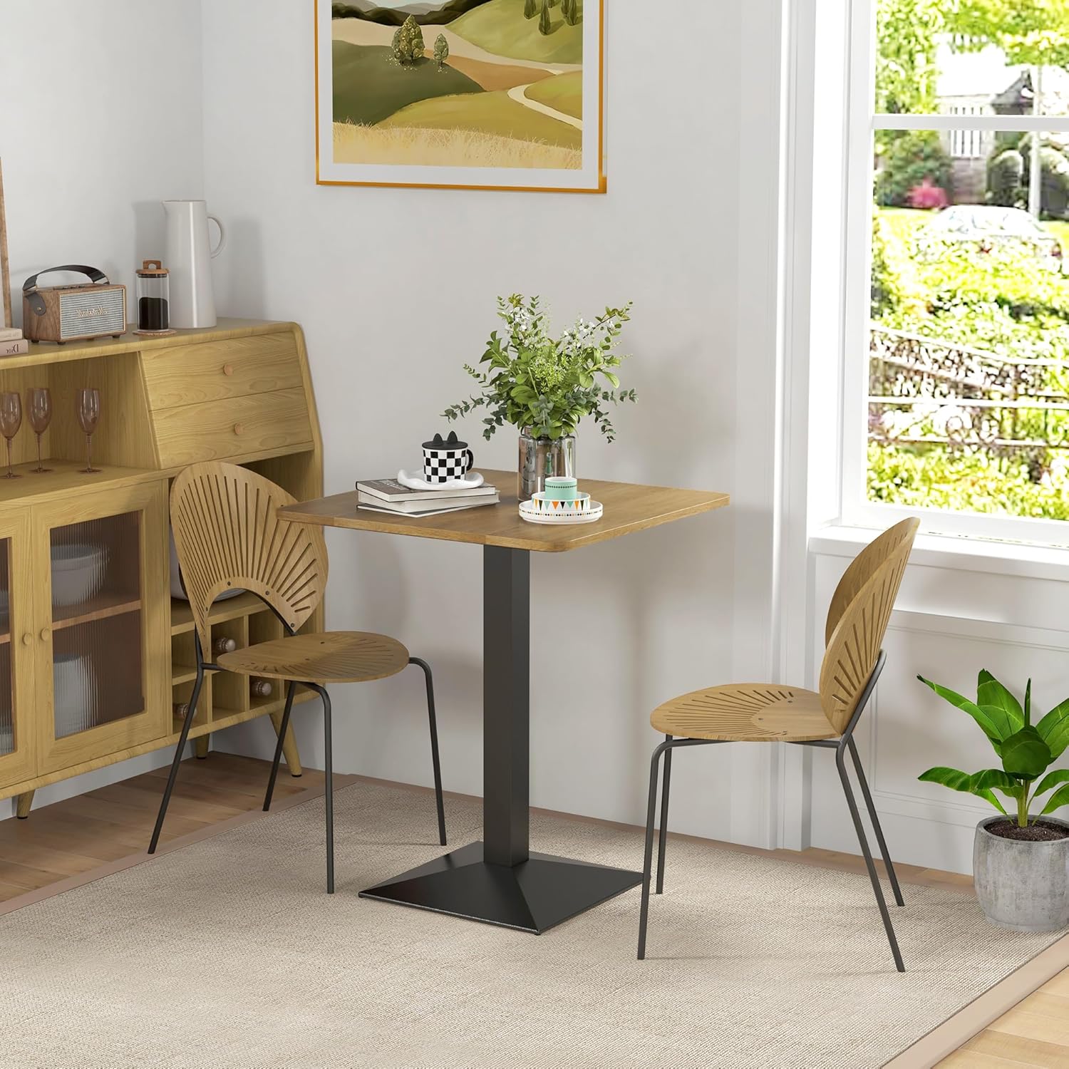 HOMCOM Esstisch 70 x 70 cm Quadratischer Küchentisch für 2 Personen Esszimmertisch mit Holzoptik Stahlbasis Kleiner moderner Tisch für Küche, Esszimmer und Wohnzimmer Dunkelbraun — Ansicht 2