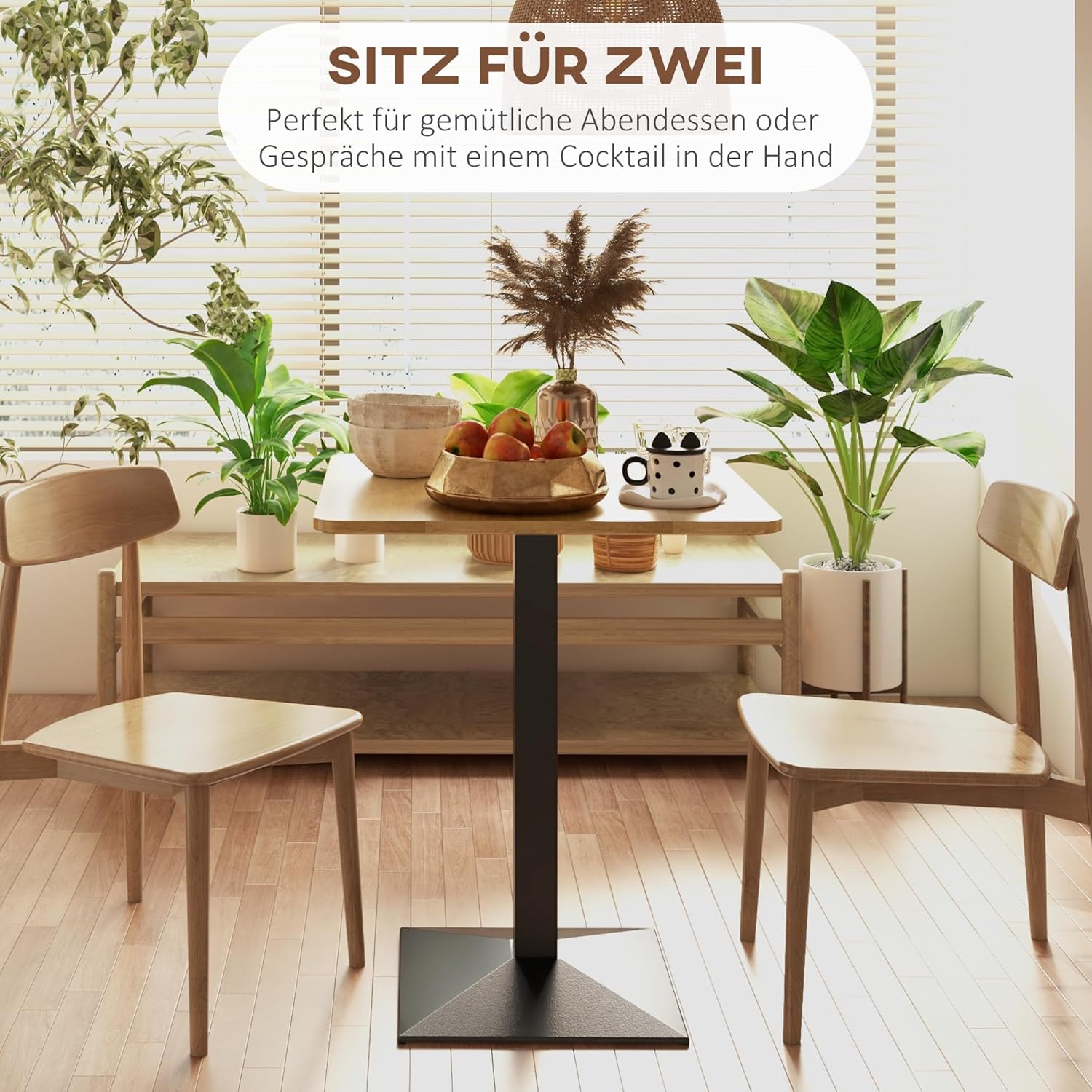 HOMCOM Esstisch 70 x 70 cm Quadratischer Küchentisch für 2 Personen Esszimmertisch mit Holzoptik Stahlbasis Kleiner moderner Tisch für Küche, Esszimmer und Wohnzimmer Dunkelbraun — Ansicht 4