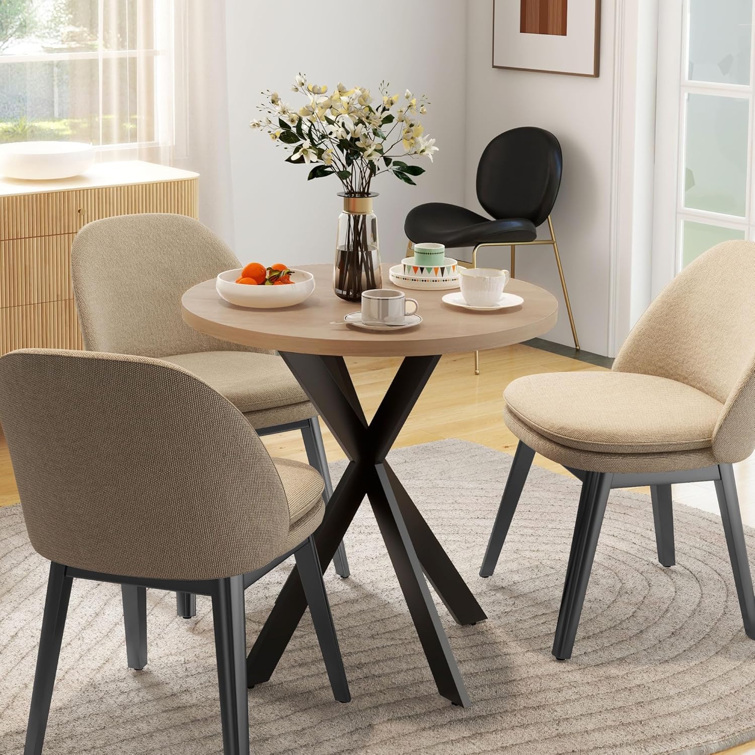 HOMCOM Esstisch 75 x 75 cm rund Küchentisch für 2-4 Personen modern Esszimmertisch mit Spinnenfuß Kleiner Tisch für Küche, Esszimmer und Wohnzimmer Braun — Ansicht 2