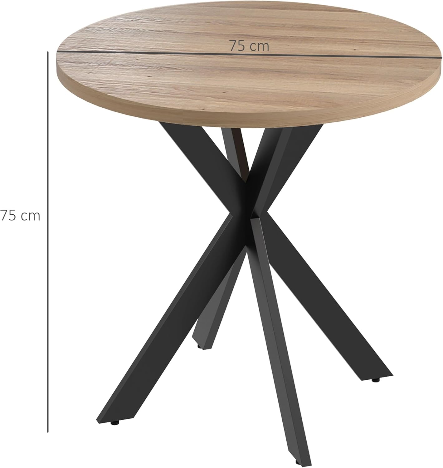 HOMCOM Esstisch 75 x 75 cm rund Küchentisch für 2-4 Personen modern Esszimmertisch mit Spinnenfuß Kleiner Tisch für Küche, Esszimmer und Wohnzimmer Braun — Ansicht 3