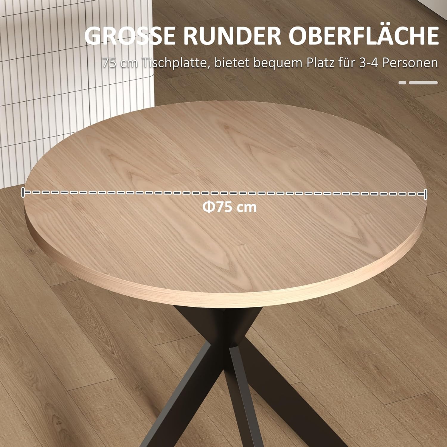HOMCOM Esstisch 75 x 75 cm rund Küchentisch für 2-4 Personen modern Esszimmertisch mit Spinnenfuß Kleiner Tisch für Küche, Esszimmer und Wohnzimmer Braun — Ansicht 5