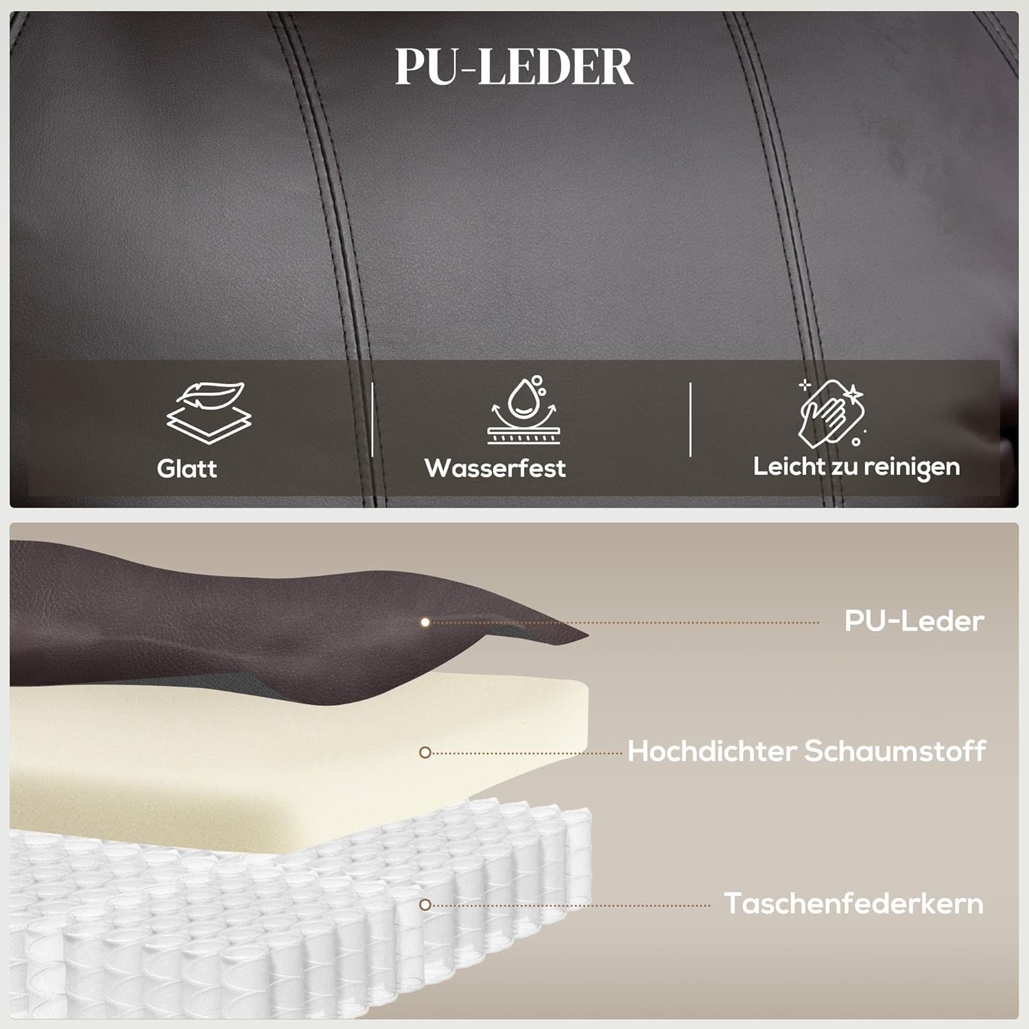 HOMCOM Fernsehsessel Elektrisch Relaxsessel mit Aufstehhilfe, Liegefunktion, TV-Sessel mit Fernbedienung mit USB-Anschluss, Becherhalter, Seitentasche, Kunstleder, für Wohnzimmer, Dunkelbraun — Ansicht 5