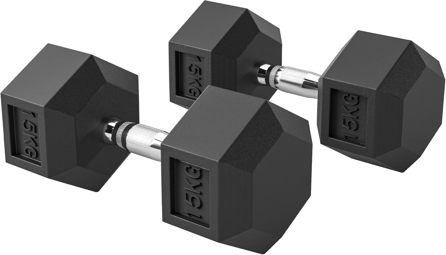 HOMCOM Hexagon Hanteln, 2er Set Hanteln mit gerändeltem Griff, Kurzhantelset aus Gusseisen, 2 x 4 kg, Kurzhanteln für Männer Frauen, Zuhause, Fitnessstudio, Krafttraining