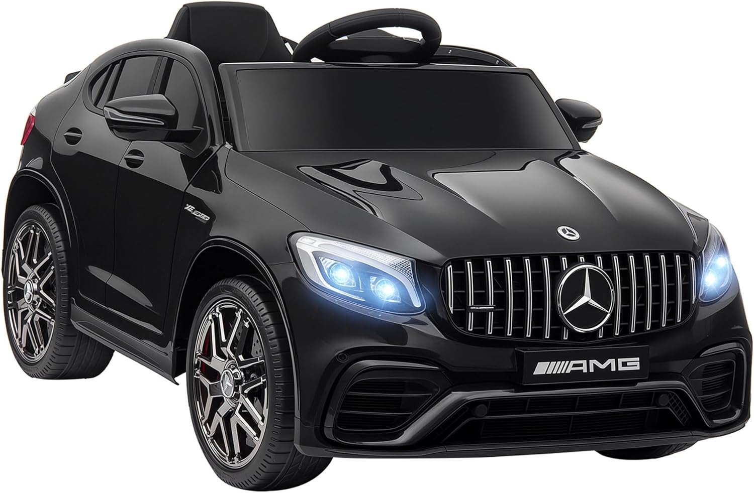 HOMCOM Kinder Elektroauto 12V Kinderauto mit 2,4 G Fernbedienung, 2 Motor, Kinderfahrzeug mit Hupe, Musik, Sicherheitsgurt, Elektrofahrzeug für 37-60 Monate Kinder, Schwarz