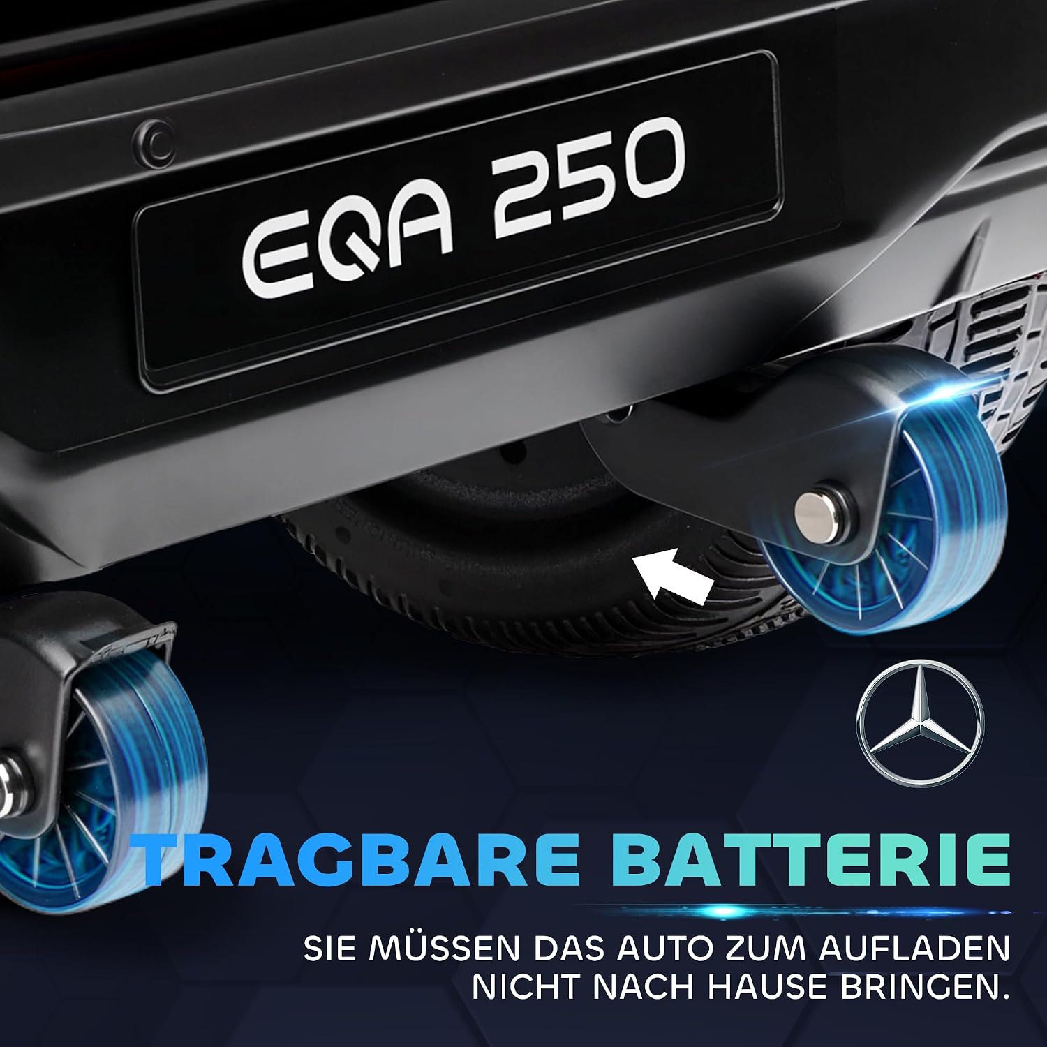 HOMCOM Kinder Elektroauto Mercedes-Benz EQA 12V Elektro Kinderauto mit 2,4GHz Fernbedienung, Elektrofahrzeug mit Doppelmotor, MP3, Scheinwerfer, 3-8 km/h Kinderfahrzeug für 3-8 Jahre, Schwarz — Ansicht 5