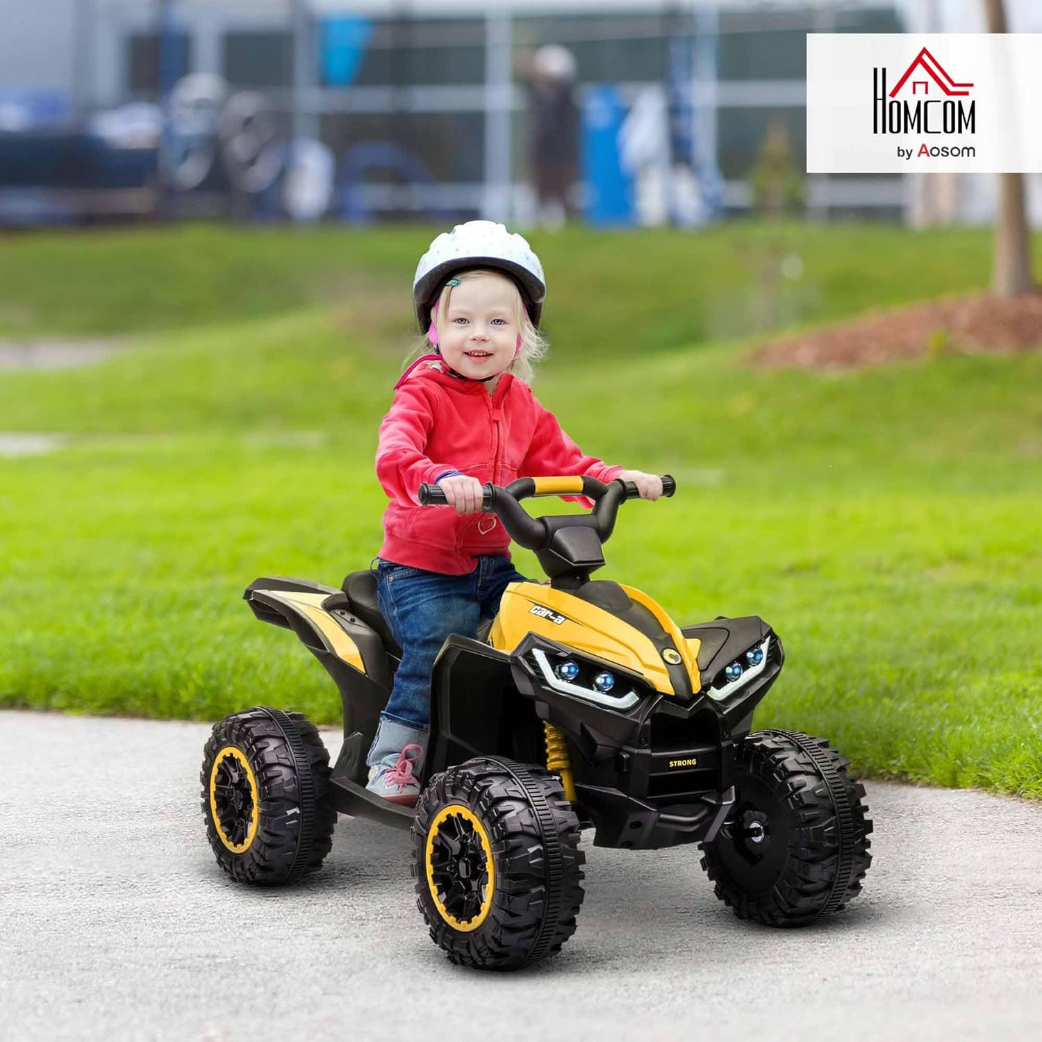 HOMCOM Kinder Quad Elektro 12V Kinderquad mit 35W Motor, Vorwärts-, Rückwärtsfunktion, Musik, USB-Anschluss, Hupe, LED-Scheinwerfer 3-6km/h Elektro-Quad für Kinder 3-5 Jahre Gelb — Ansicht 2