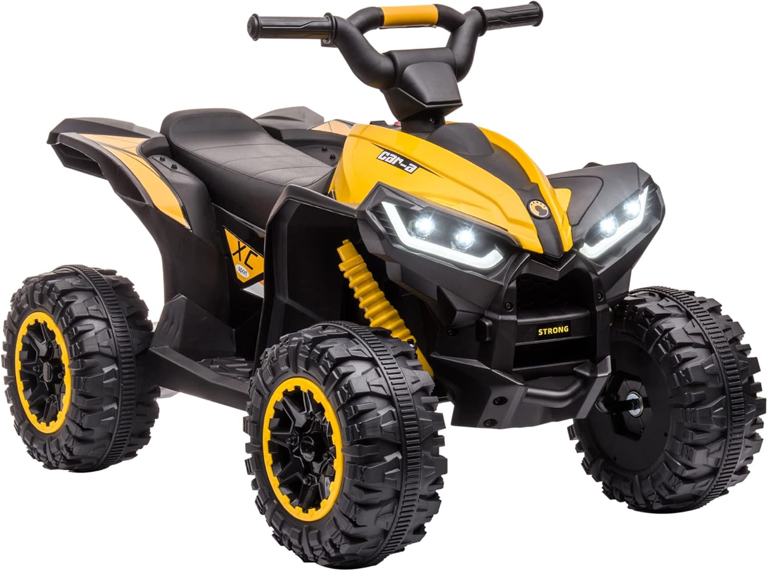 HOMCOM Kinder Quad Elektro 12V Kinderquad mit 35W Motor, Vorwärts-, Rückwärtsfunktion, Musik, USB-Anschluss, Hupe, LED-Scheinwerfer 3-6km/h Elektro-Quad für Kinder 3-5 Jahre Gelb