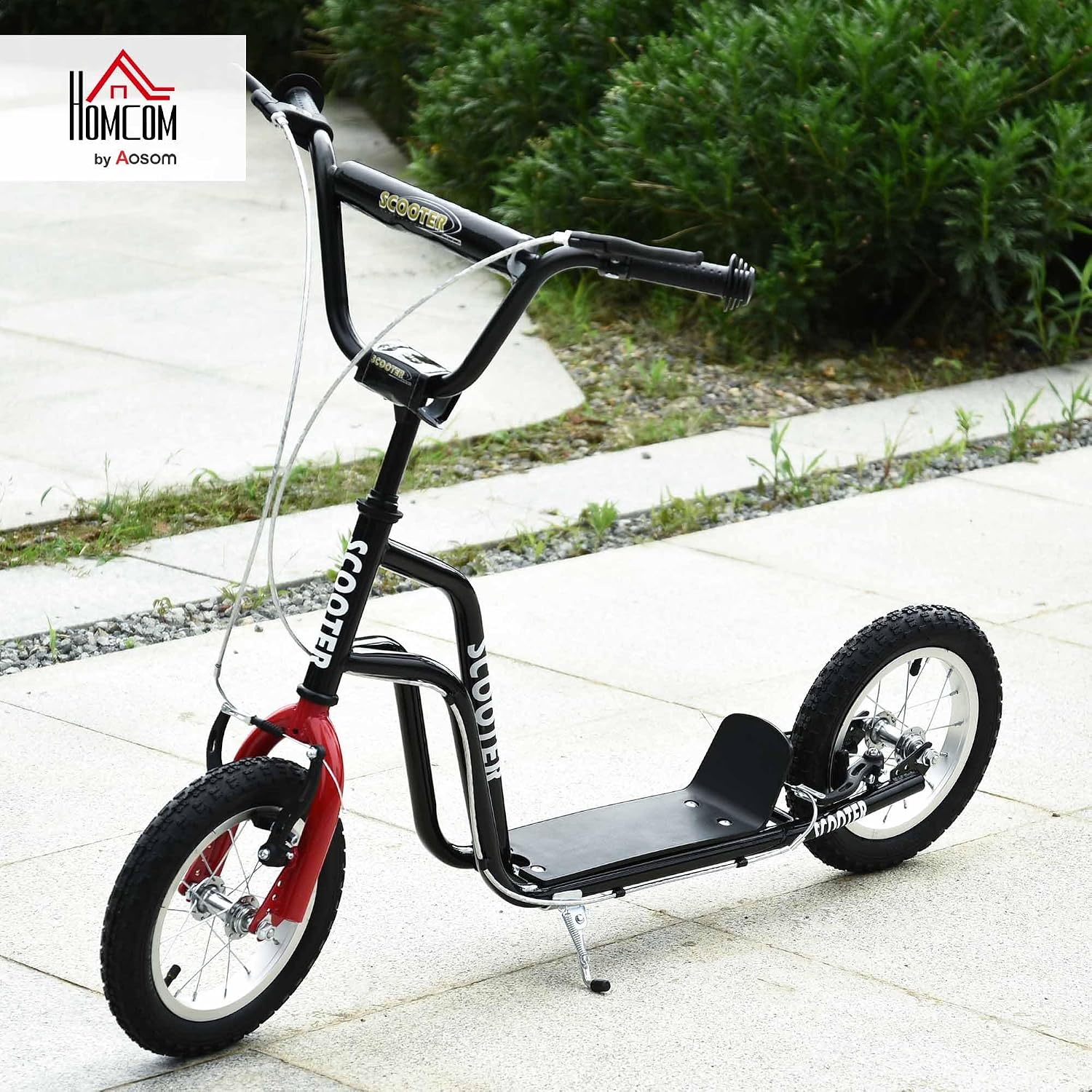 HOMCOM Kinderroller Lenker Verstellbar Scooter Tretroller Cityroller Kinder Roller Kickboard mit Luftreifen 12 Zoll ab 5 Jahre 120 x 58 x 75-80 cm — Ansicht 2