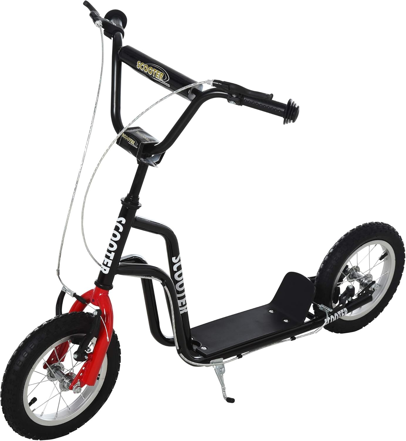 HOMCOM Kinderroller Lenker Verstellbar Scooter Tretroller Cityroller Kinder Roller Kickboard mit Luftreifen 12 Zoll ab 5 Jahre 120 x 58 x 75-80 cm