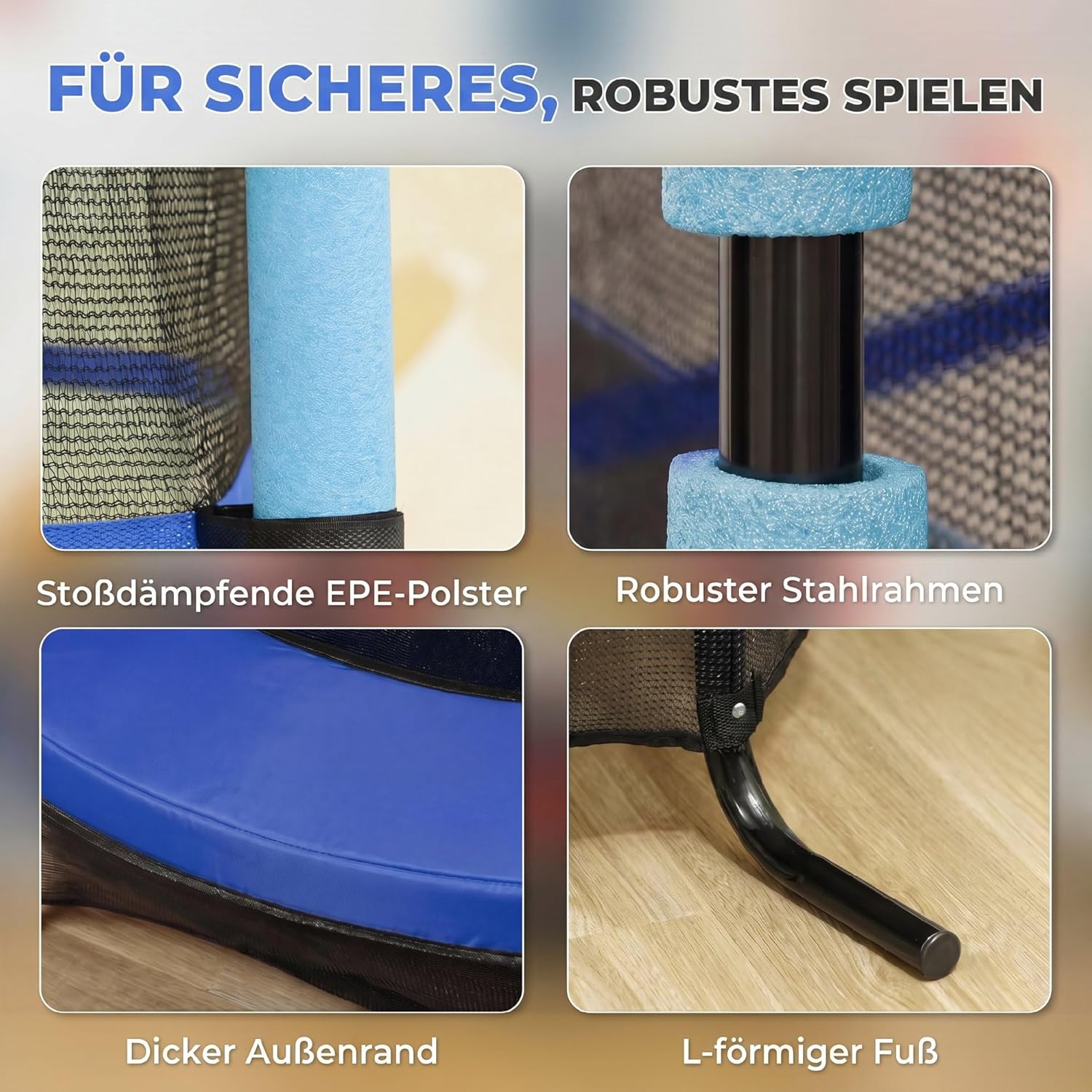 HOMCOM Kindertrampolin Ø163 cm, Trampolin mit Sicherheitsnetz, Randabdeckung, Gartentrampolin für Kinder 3-10 Jahre, bis 50 kg belastbar — Ansicht 6