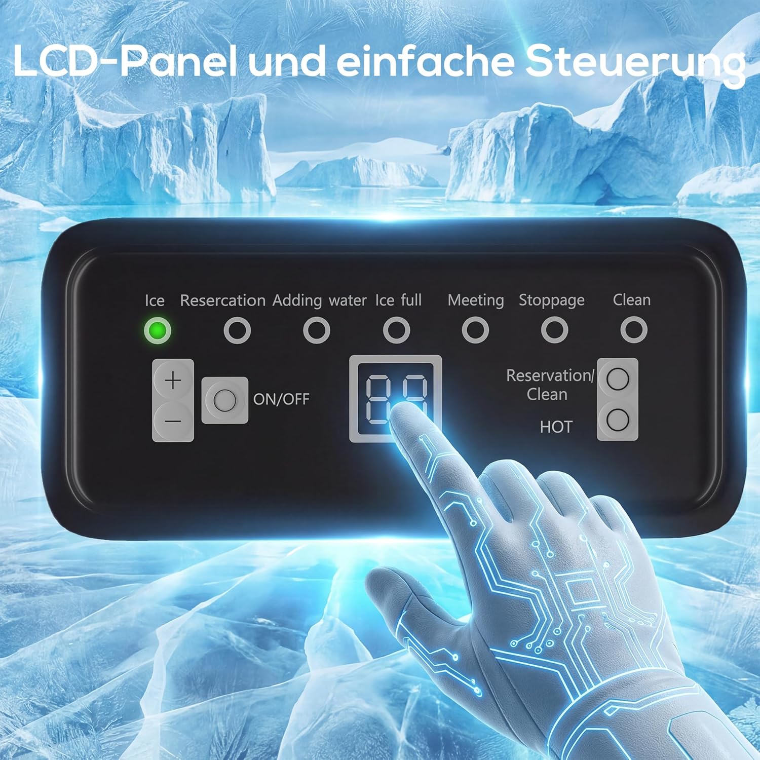 HOMCOM Kommerzielle Eiswürfelmaschine 36kg/24H selbstreinigend Eismaschine mit 7,5 kg Speicher, Timer, Ice Maker Machine aus Edelstahl mit Eisschaufel für Bar, Büro, Restaurant, Café — Ansicht 4