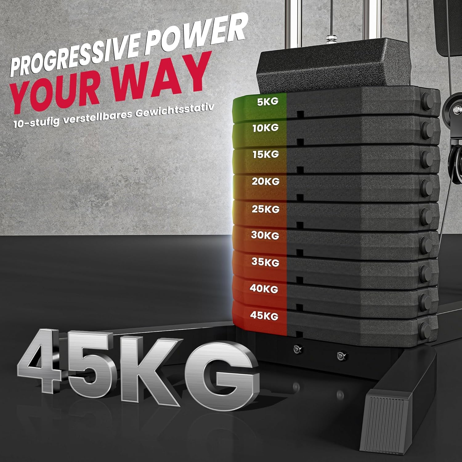 HOMCOM Kompakte Kraftstation, Multifunktionale Fitnessstation, Multistation mit Butterfly, Bizepscurl, Latzug, Beinstrecker, 45 kg Gewichtsblock Krafttraining Schwarz — Ansicht 4