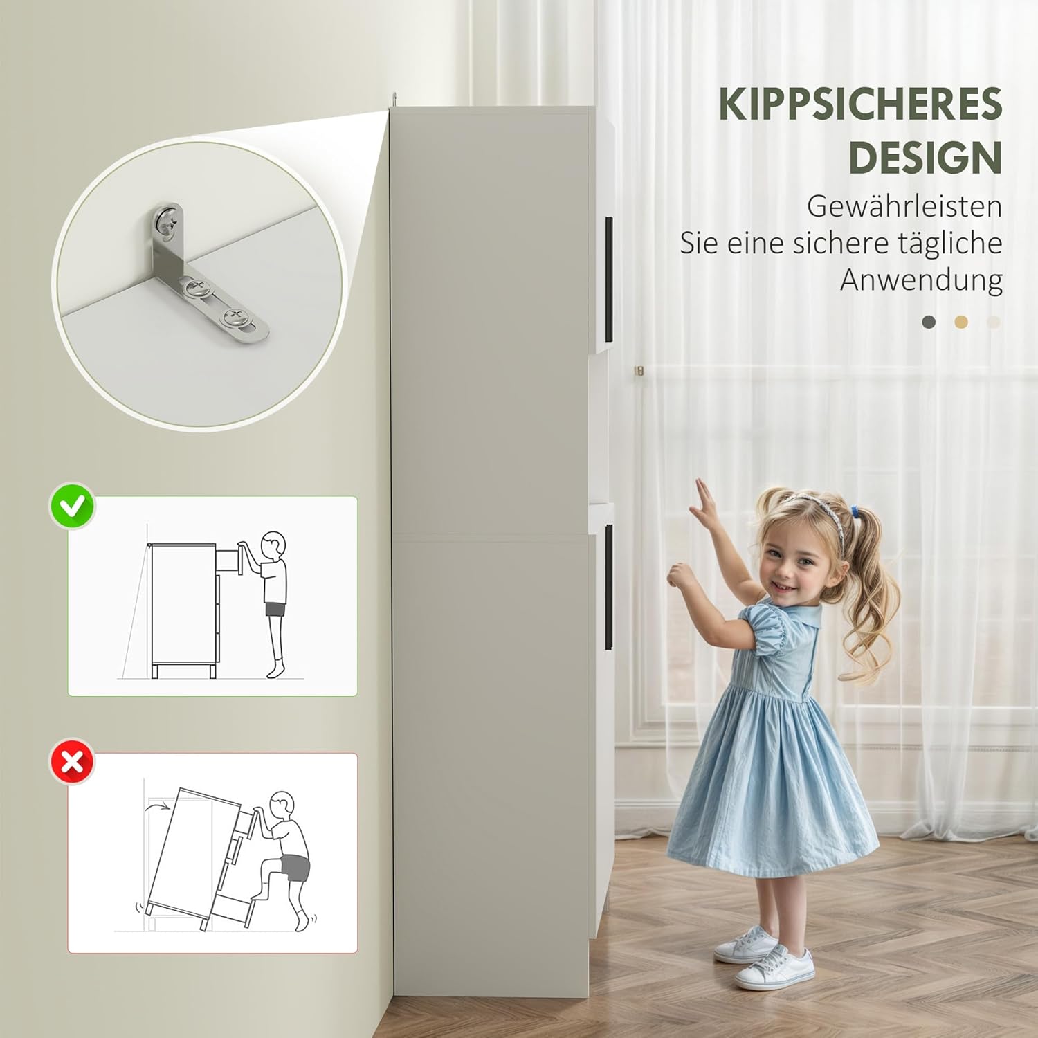 HOMCOM Küchenschrank Buffetschrank mit Arbeitsplatte, 2 Türen, 2 Schränken, Hochschrank mit geräuschlosen Scharnieren, Mikrowellenschrank mit Modernem Design, 79x40x175cm, Weiß — Ansicht 6