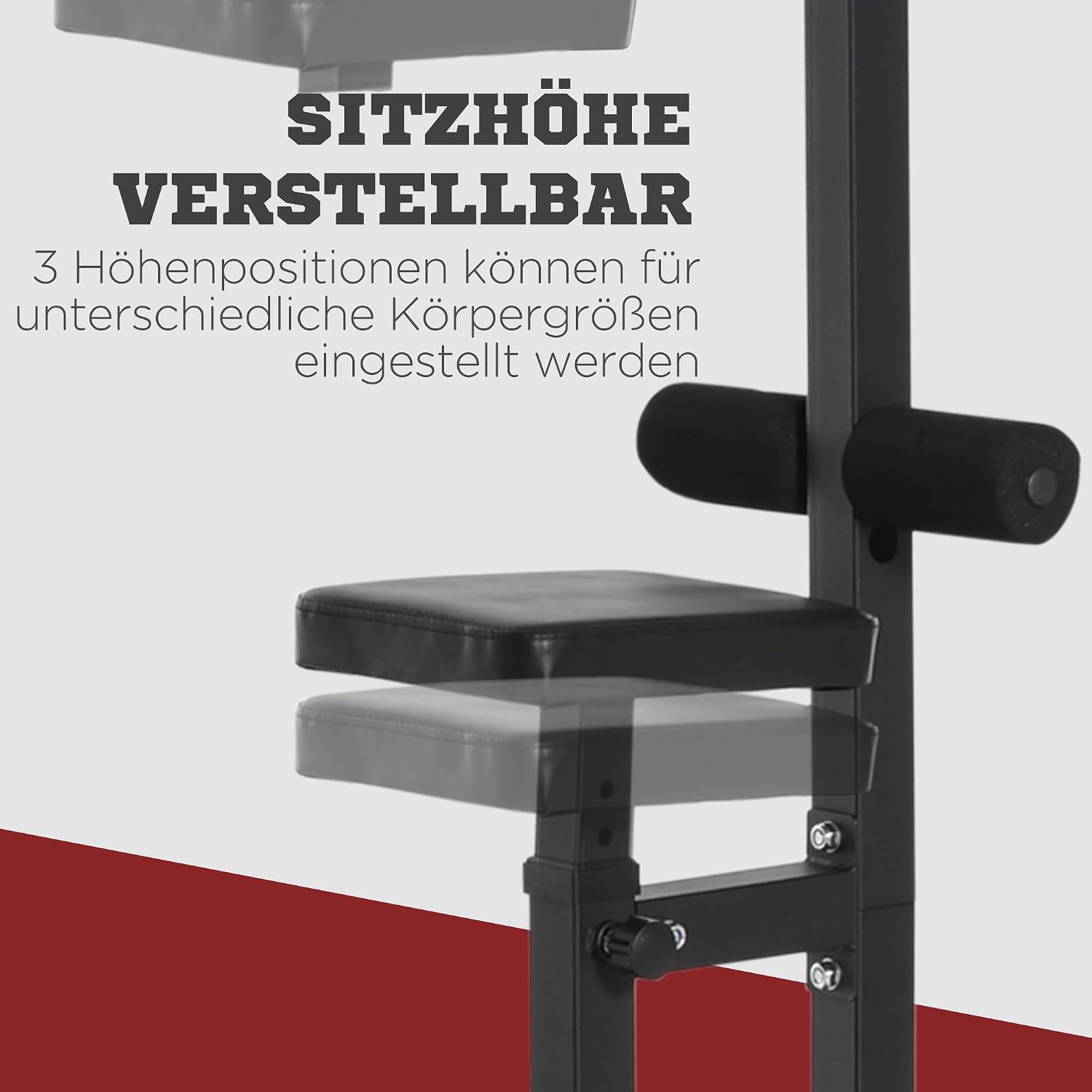 HOMCOM Latzugstation, Verstellbar Latzugturm mit Trizepsstange Latzugstange, Kabelzugstation bis 280kg Belastbar, Fitnessstation, Latzugmaschine, Latzug-Station für Zuhause Stahl Schwarz — Ansicht 4