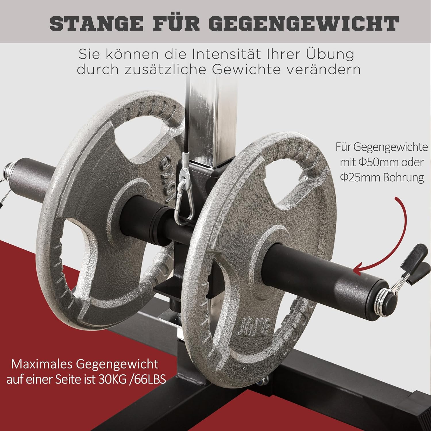 HOMCOM Latzugstation, Verstellbar Latzugturm mit Trizepsstange Latzugstange, Kabelzugstation bis 280kg Belastbar, Fitnessstation, Latzugmaschine, Latzug-Station für Zuhause Stahl Schwarz — Ansicht 5