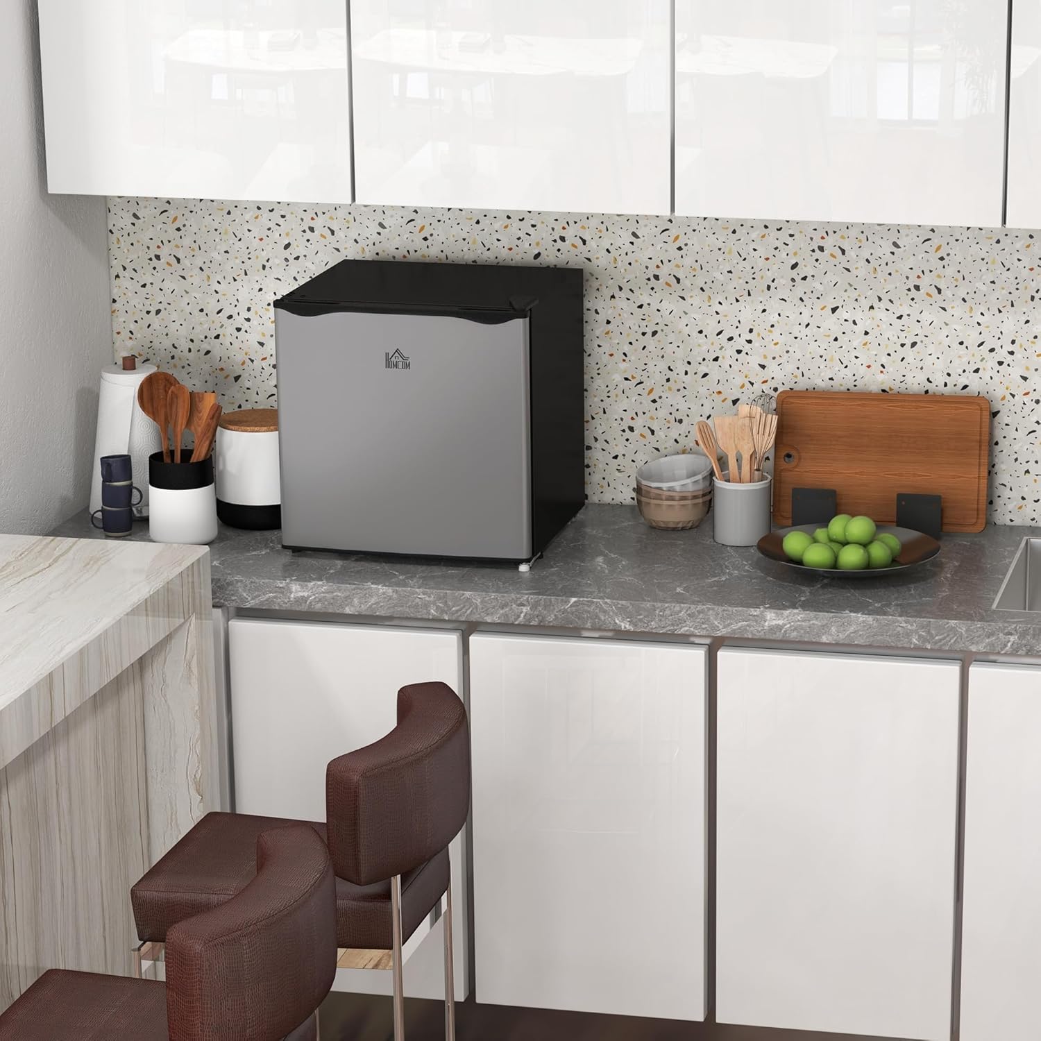 HOMCOM Mini-Gefrierschrank 35 L Gefrierbox elektrisch freistehend 45 W Mini Gefriertruhe Minikühlschrank 41dB -14 bis -24°C 5-stufige Temperaturregelung 47 x 44,2 x 48,8 cm Silber — Ansicht 2