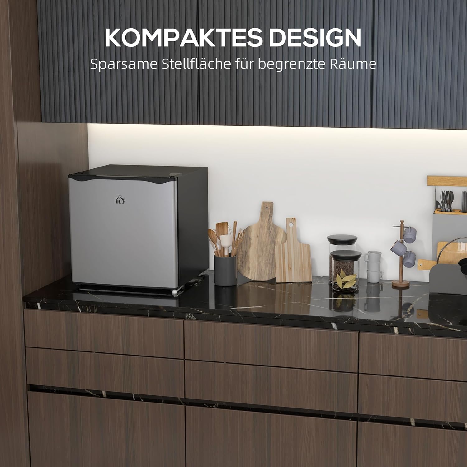 HOMCOM Mini-Gefrierschrank 35 L Gefrierbox elektrisch freistehend 45 W Mini Gefriertruhe Minikühlschrank 41dB -14 bis -24°C 5-stufige Temperaturregelung 47 x 44,2 x 48,8 cm Silber — Ansicht 4