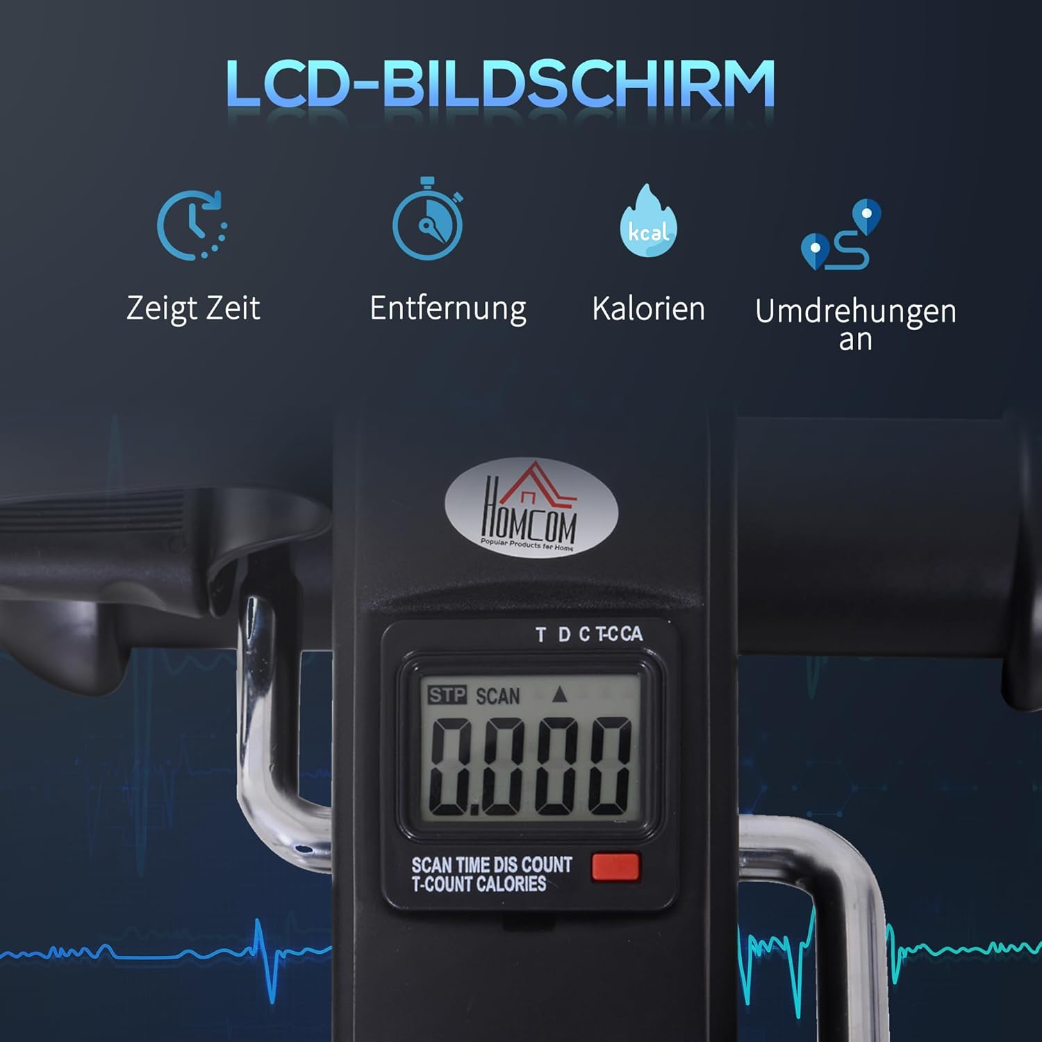 HOMCOM Mini Heimtrainer Arm-und Beintrainer Pedaltrainer für Senioren mit LCD-Display verstellbarer Widerstand Fitnessbike Hometrainer für Zuhause Heim Büro 35 x 40 x 31 cm — Ansicht 4