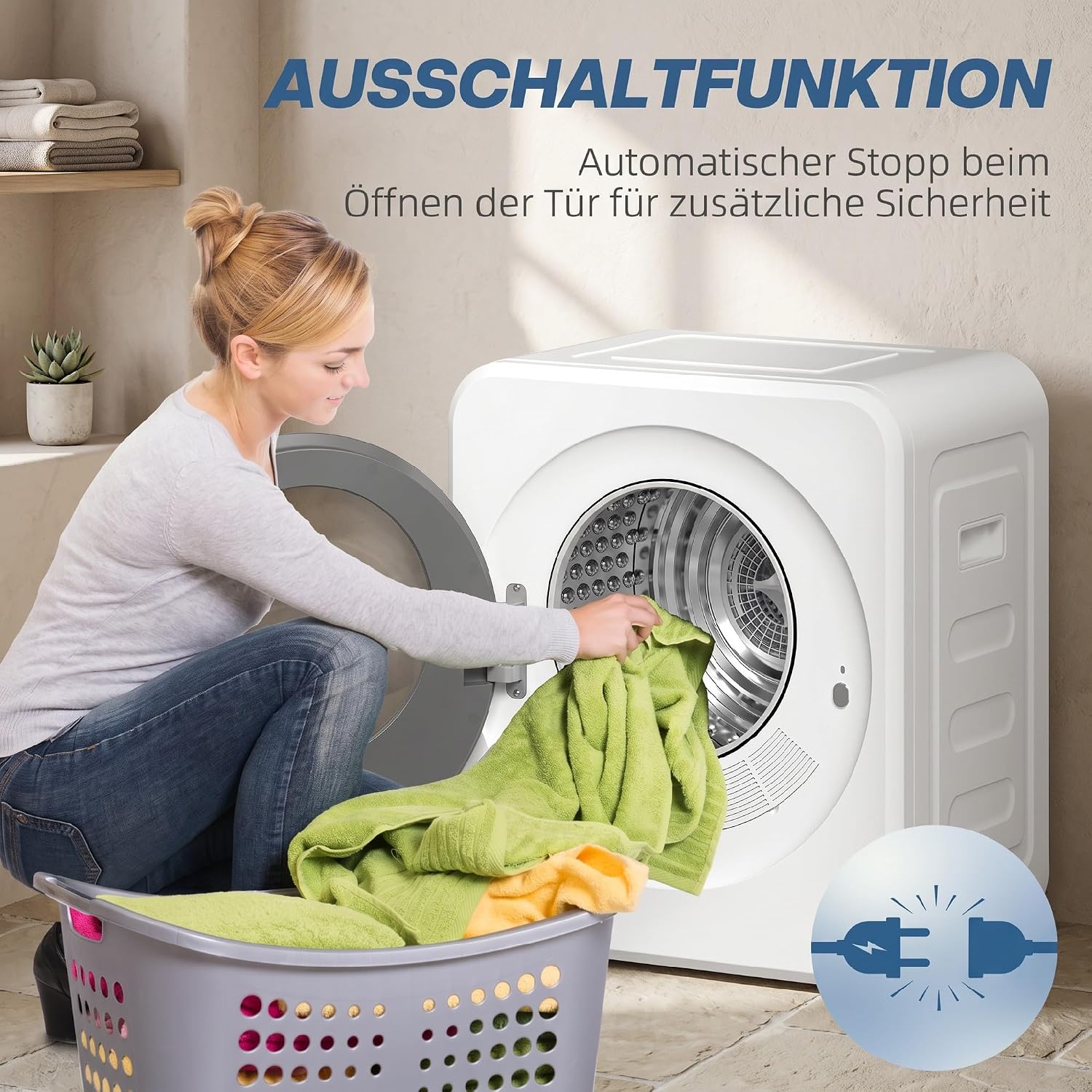 HOMCOM Mini Wäschetrockner 4 kg Kapazität, mit 800 W, einstellbarem Timer, bis zu 60°C, Freistehend, Stapelbar, Wandmontierbar Ablufttrockner mit Edelstahltrommel und Touch-Display für Kleidung Weiß — Ansicht 6